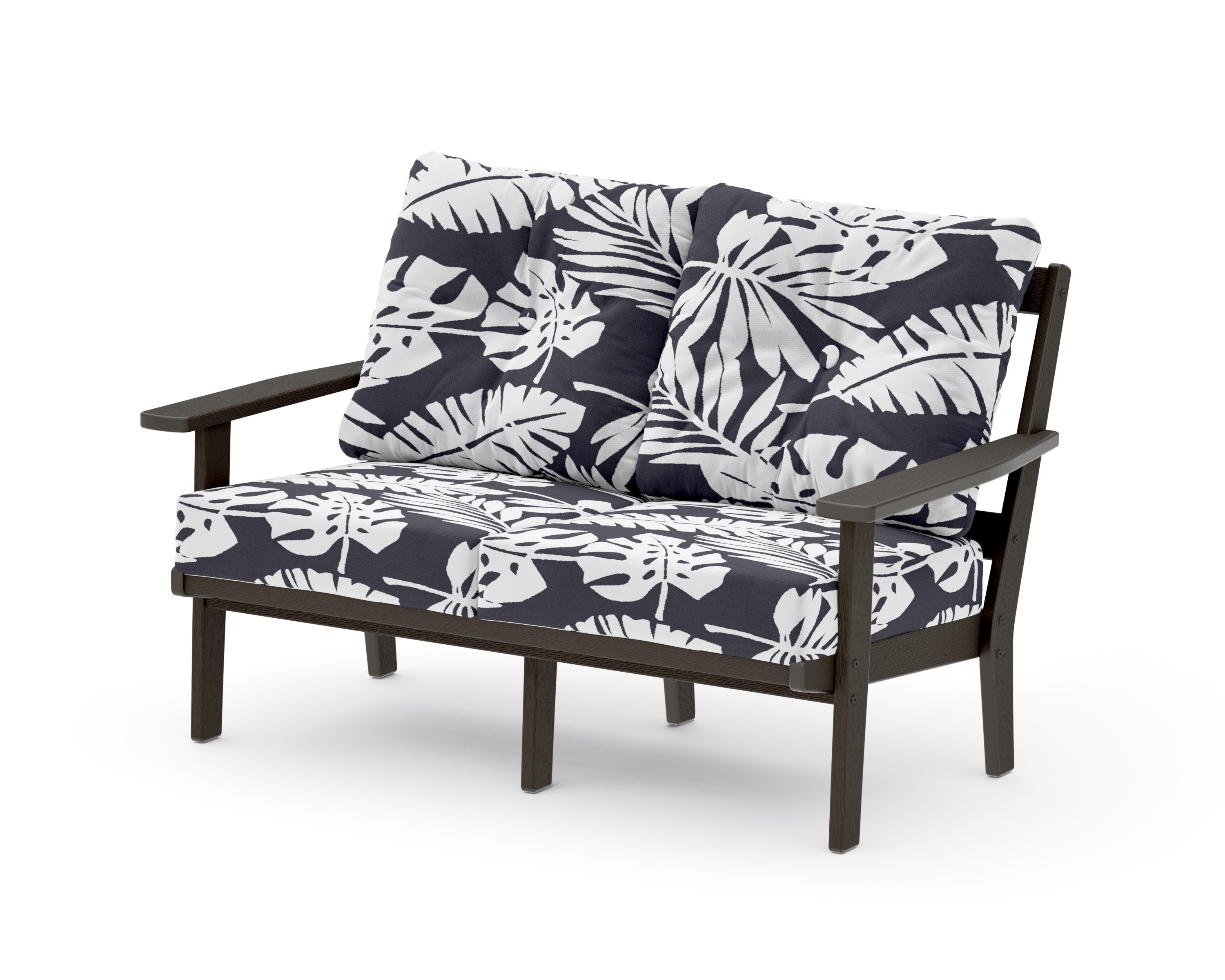 Oxford Deep SeatingLoveseat in Vintage Coffee / Leaf Navy