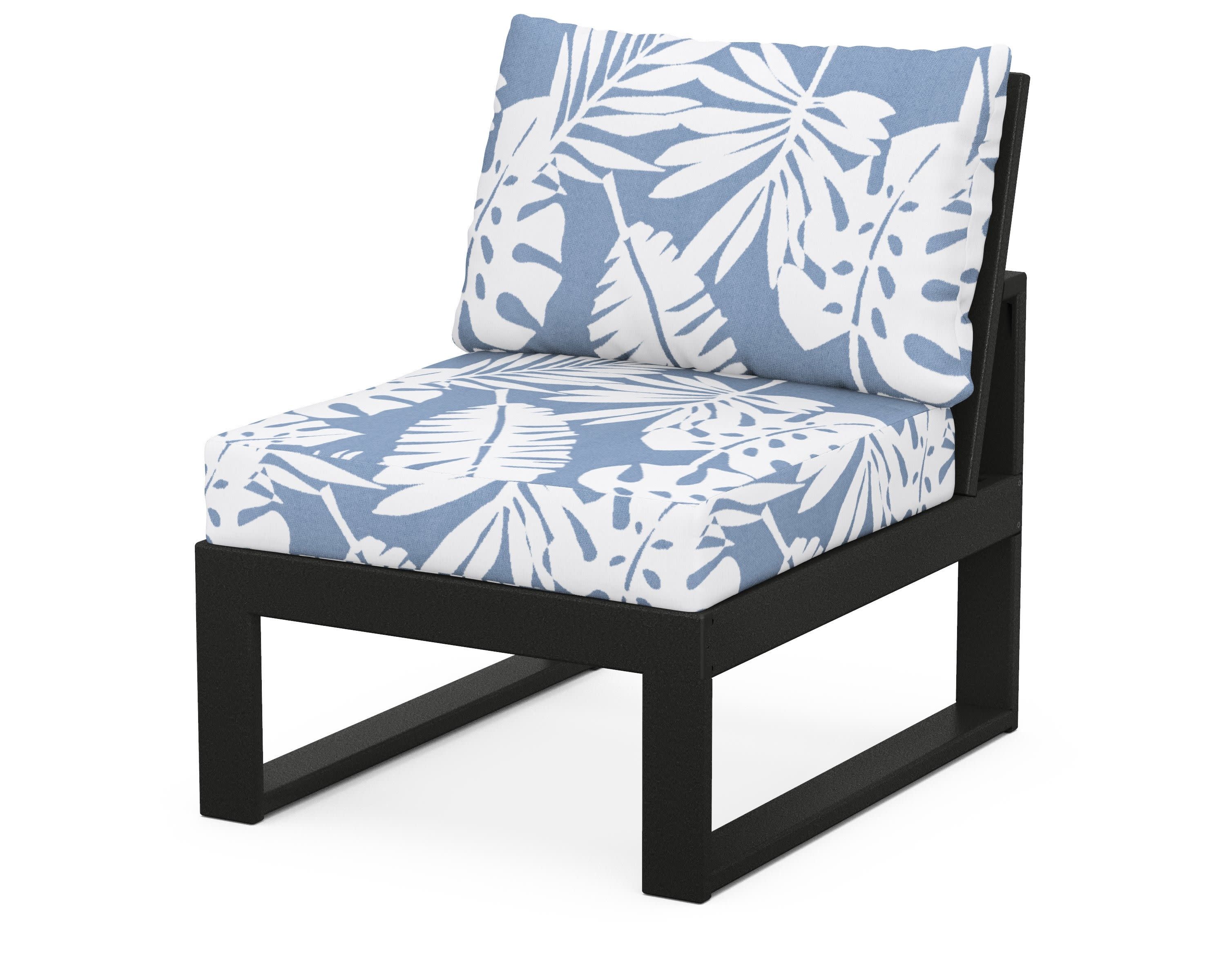Modular Armless Chair in Black / Leaf Sky Blue