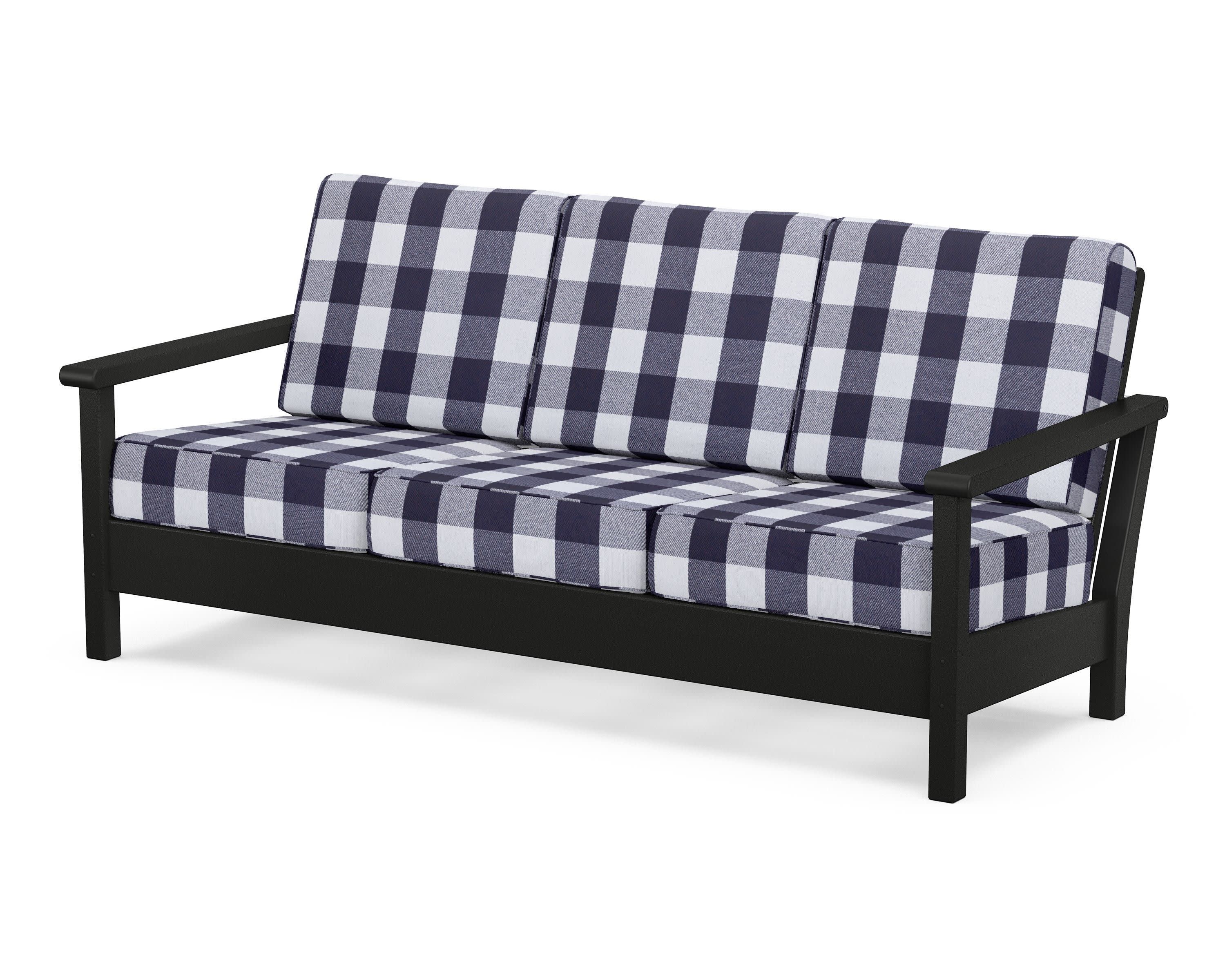 Harbour Deep Seating Sofa in Black / Buffalo Plaid Navy
