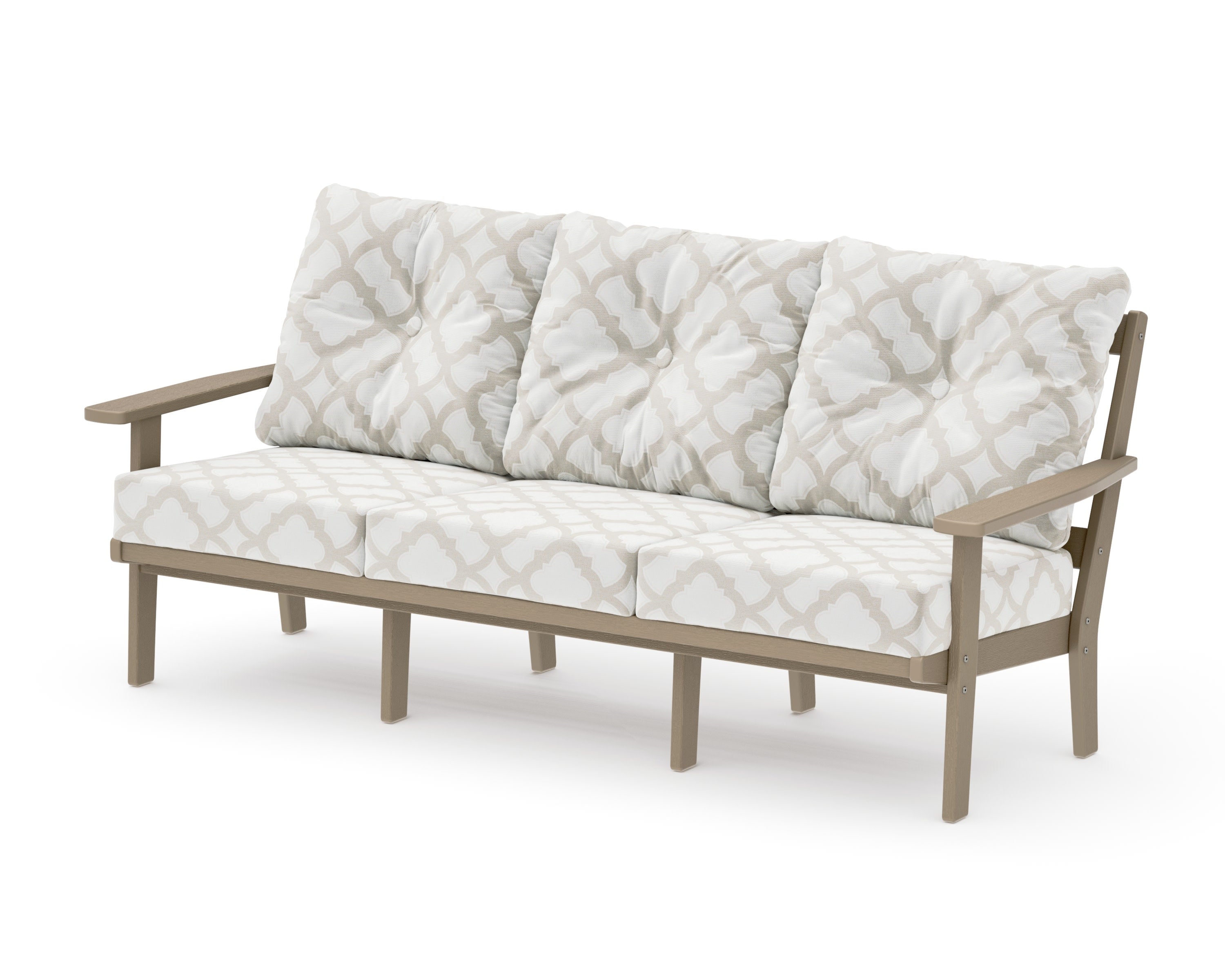 Oxford Deep Seating Sofa in Vintage Sahara / Trellis Dune Burlap