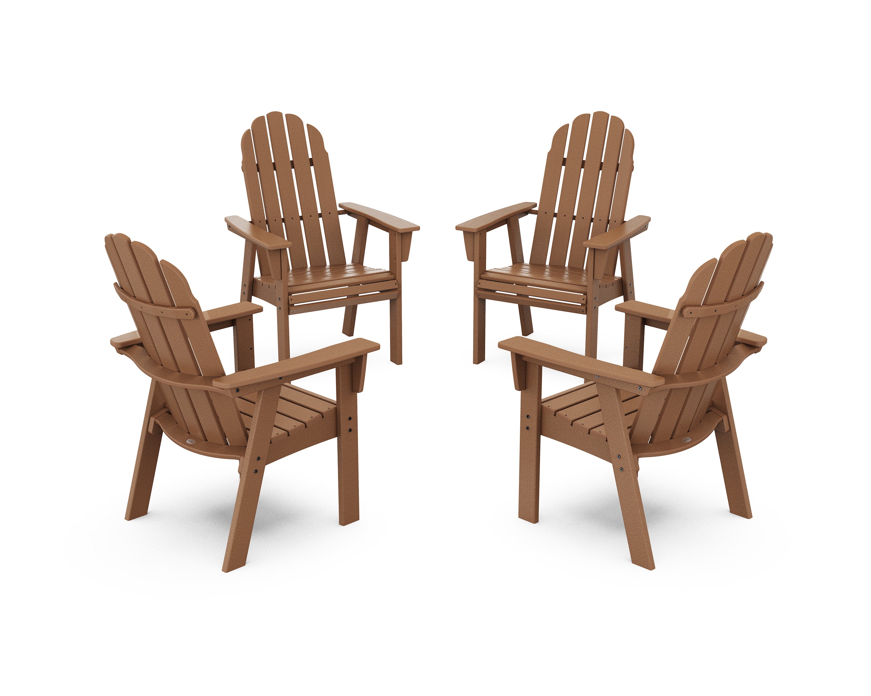 Vineyard 4-Piece Curveback Upright Adirondack Conversation Set in Teak