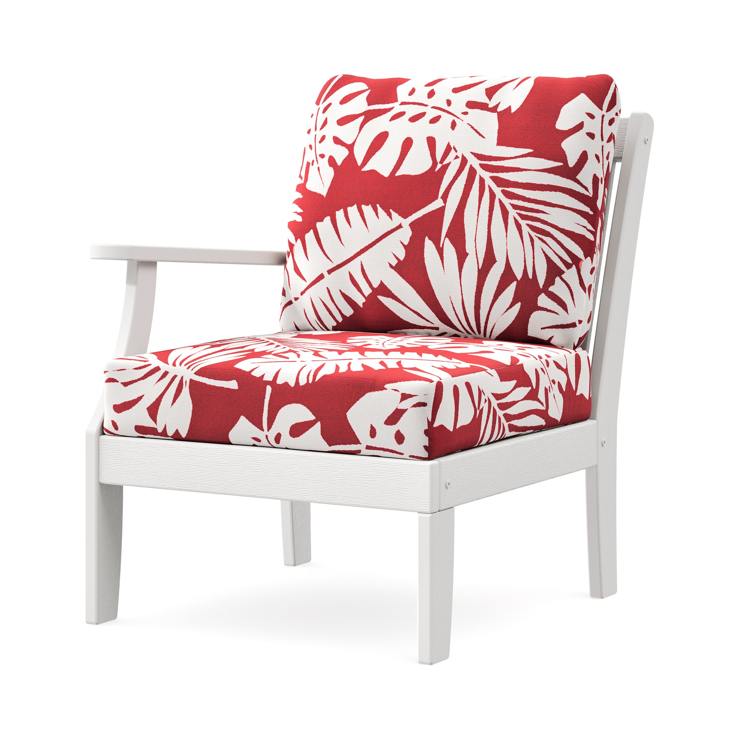 Braxton Modular Left Arm Chair in Vintage White / Leaf Crimson