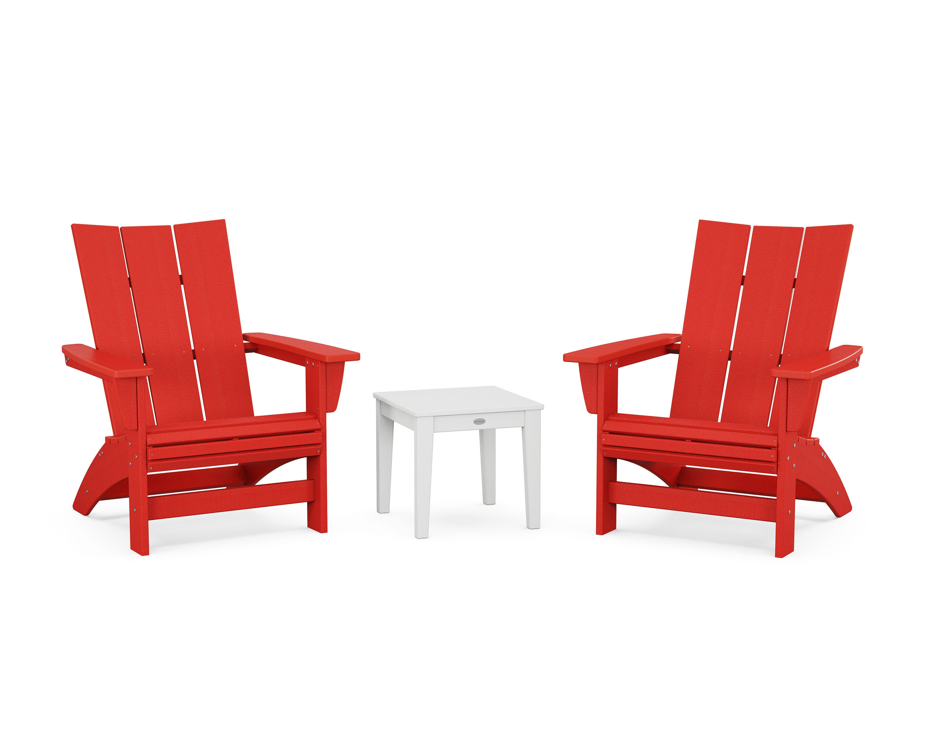 3-Piece Modern Grand Adirondack Set in Sunset Red / White