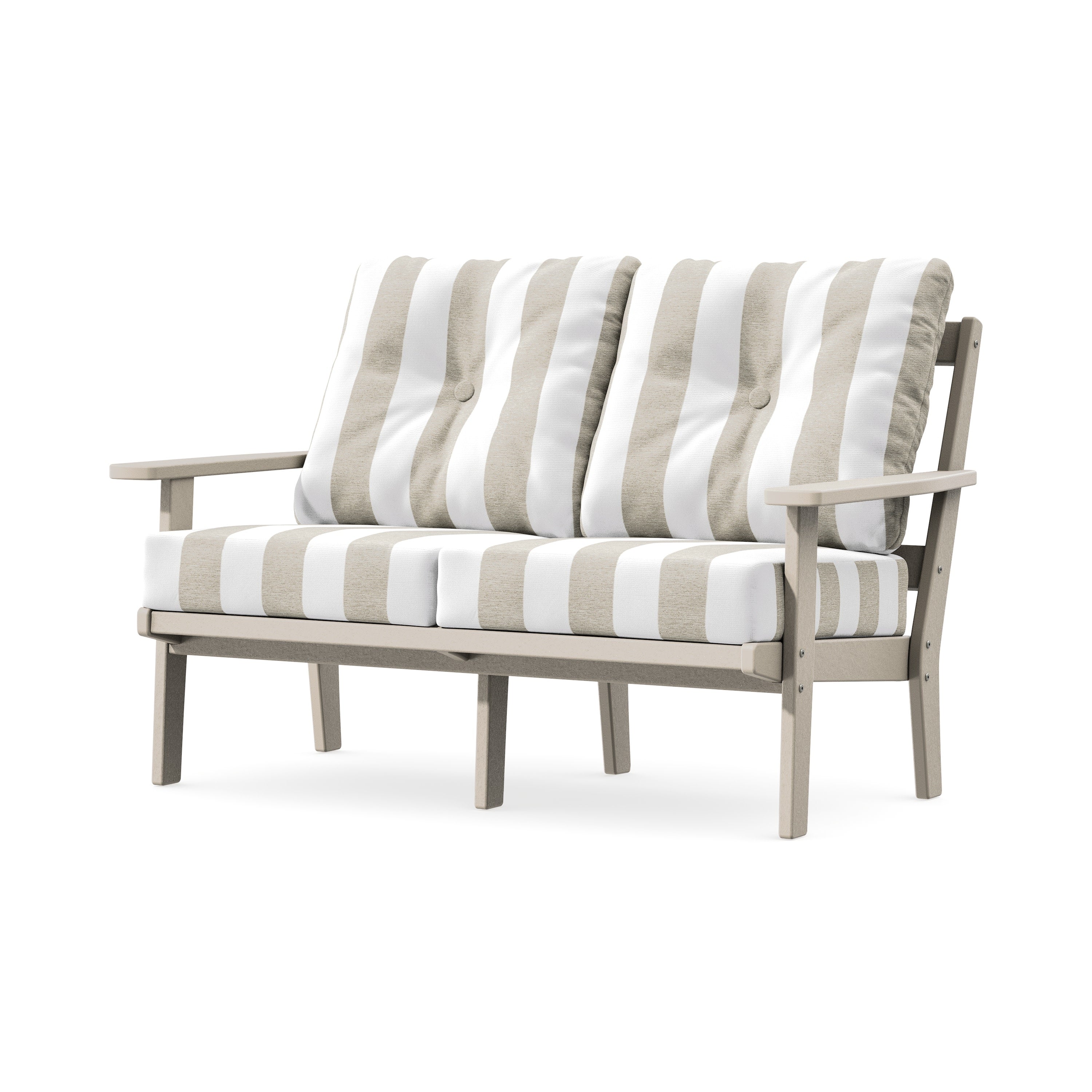 Oxford Deep SeatingLoveseat in Sand / Cabana Stripe Dune Burlap