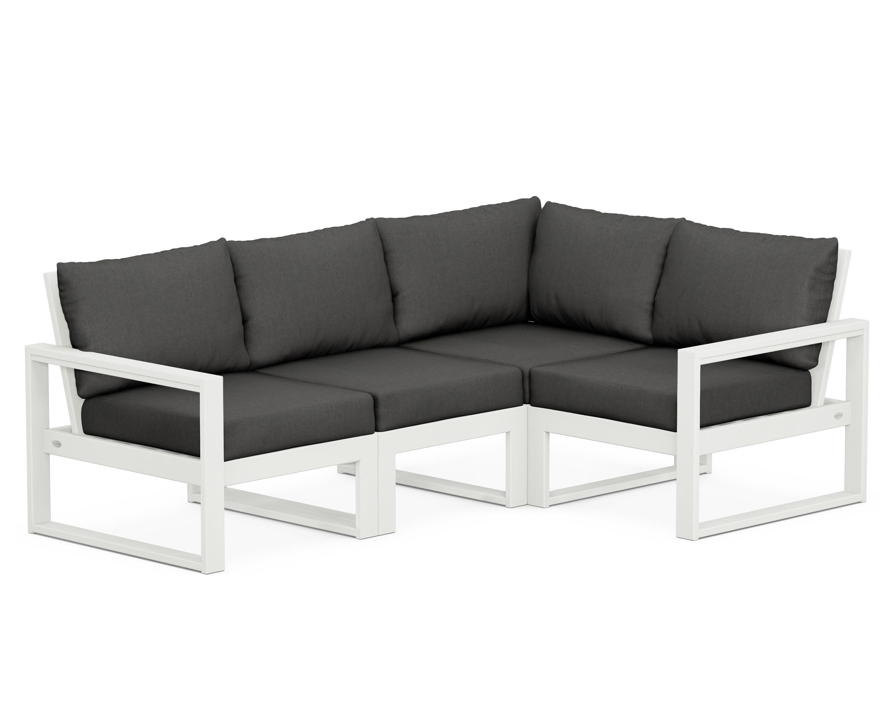 EDGE 4-Piece Modular Deep Seating Set in Vintage White / Spectrum Carbon