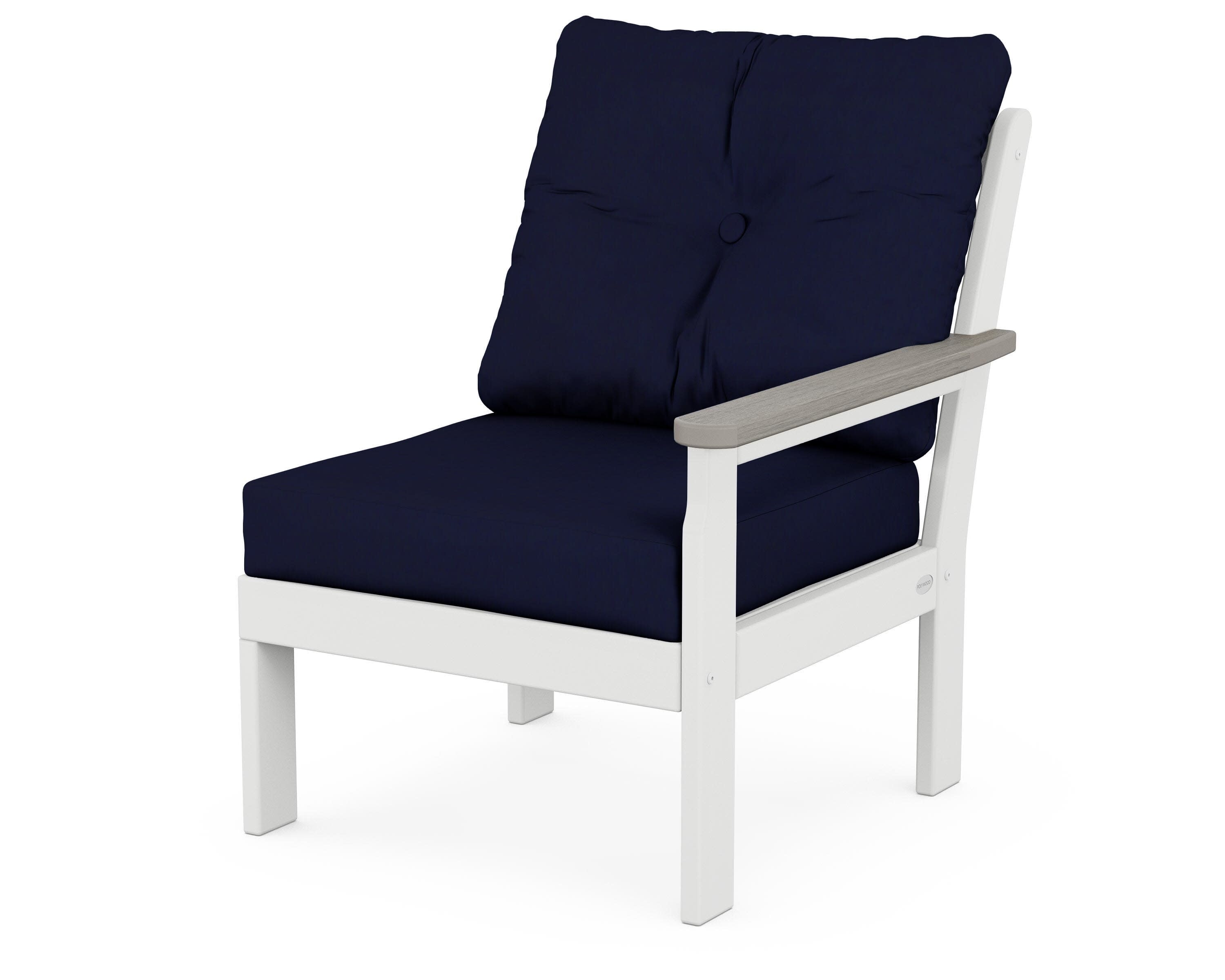Vineyard Modular Right Arm Chair in White / Driftwood / Navy