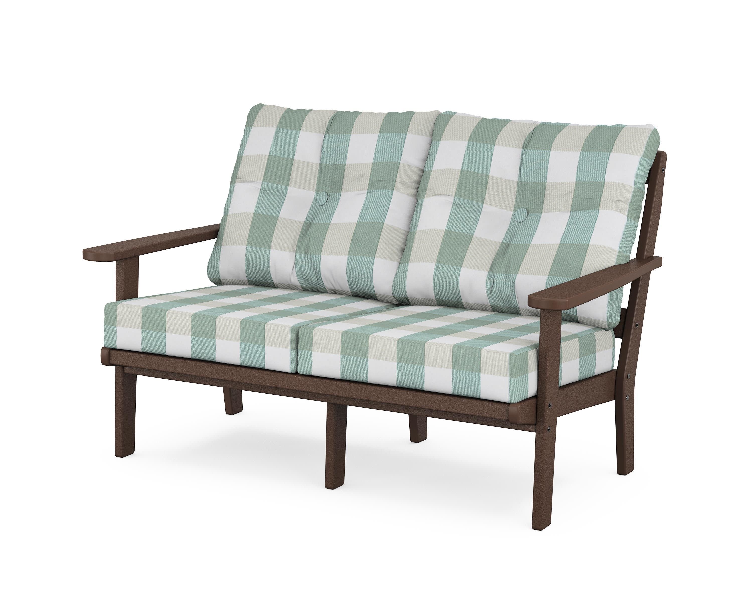 Mission Deep SeatingLoveseat in Mahogany / Buffalo Plaid Glacier Spa