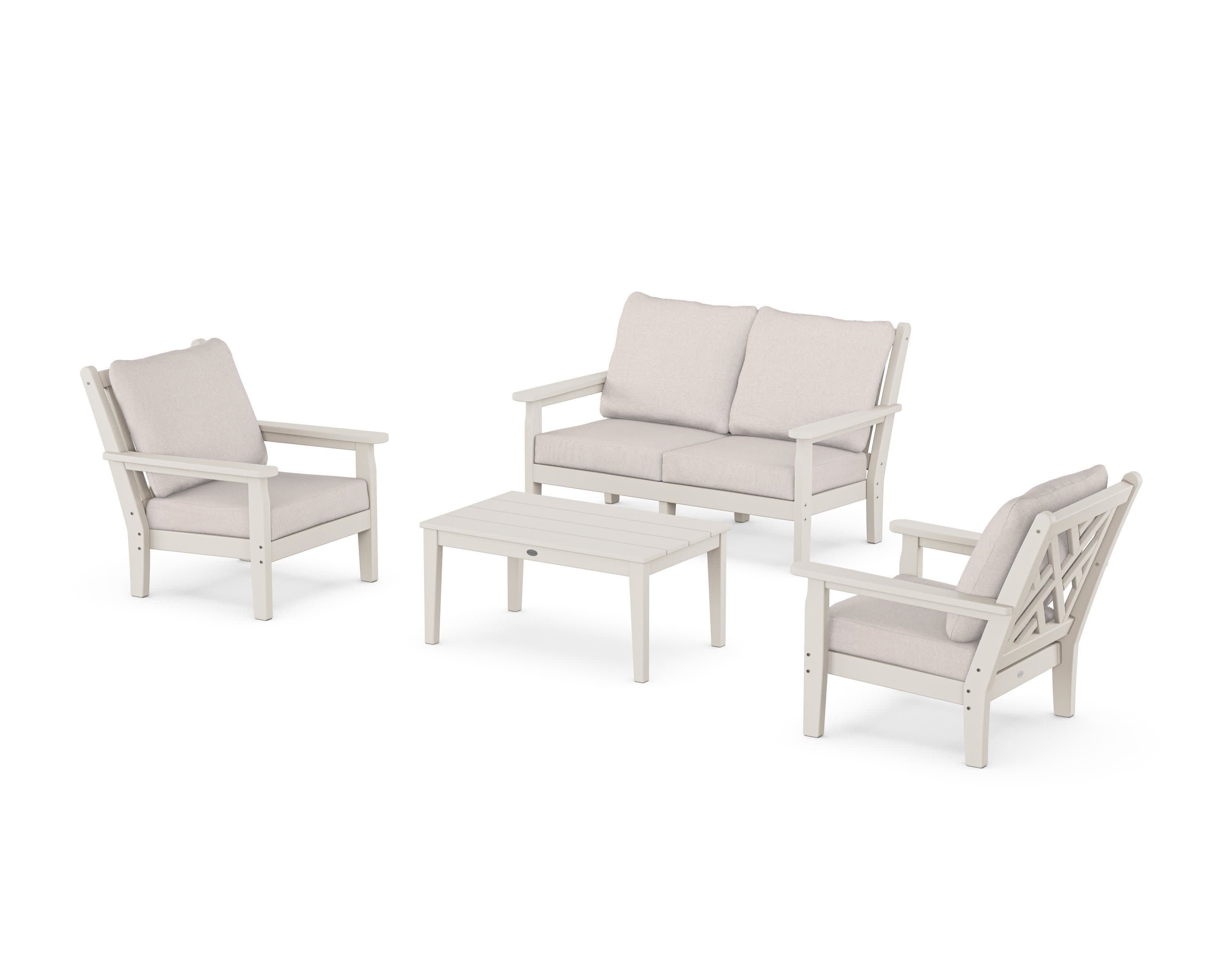 Chippendale 4-Piece Deep Seating Set with Loveseat in Sand / Dune Burlap