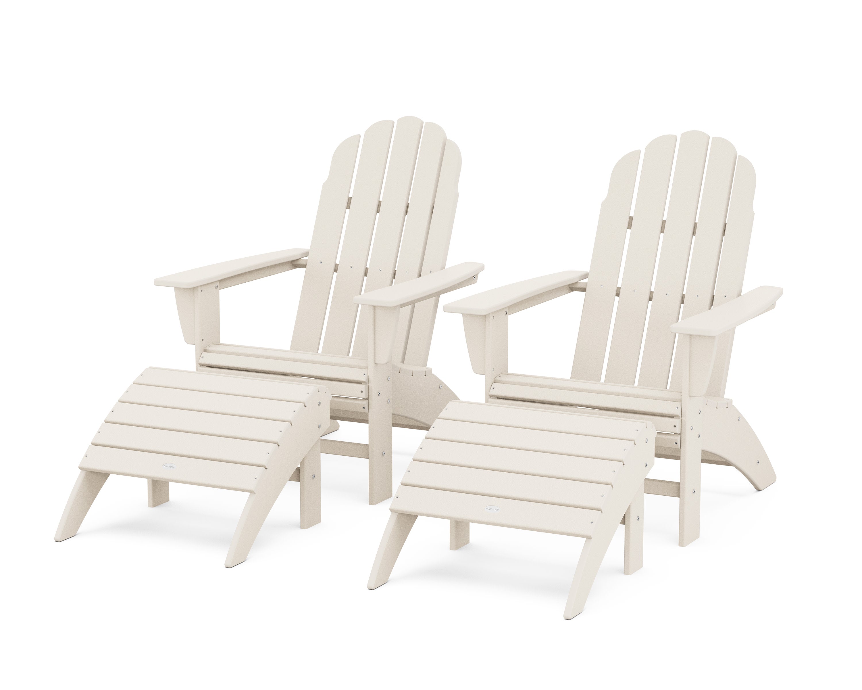 Vineyard Curveback Adirondack Chair 4-Piece Set with Ottomans in Sand