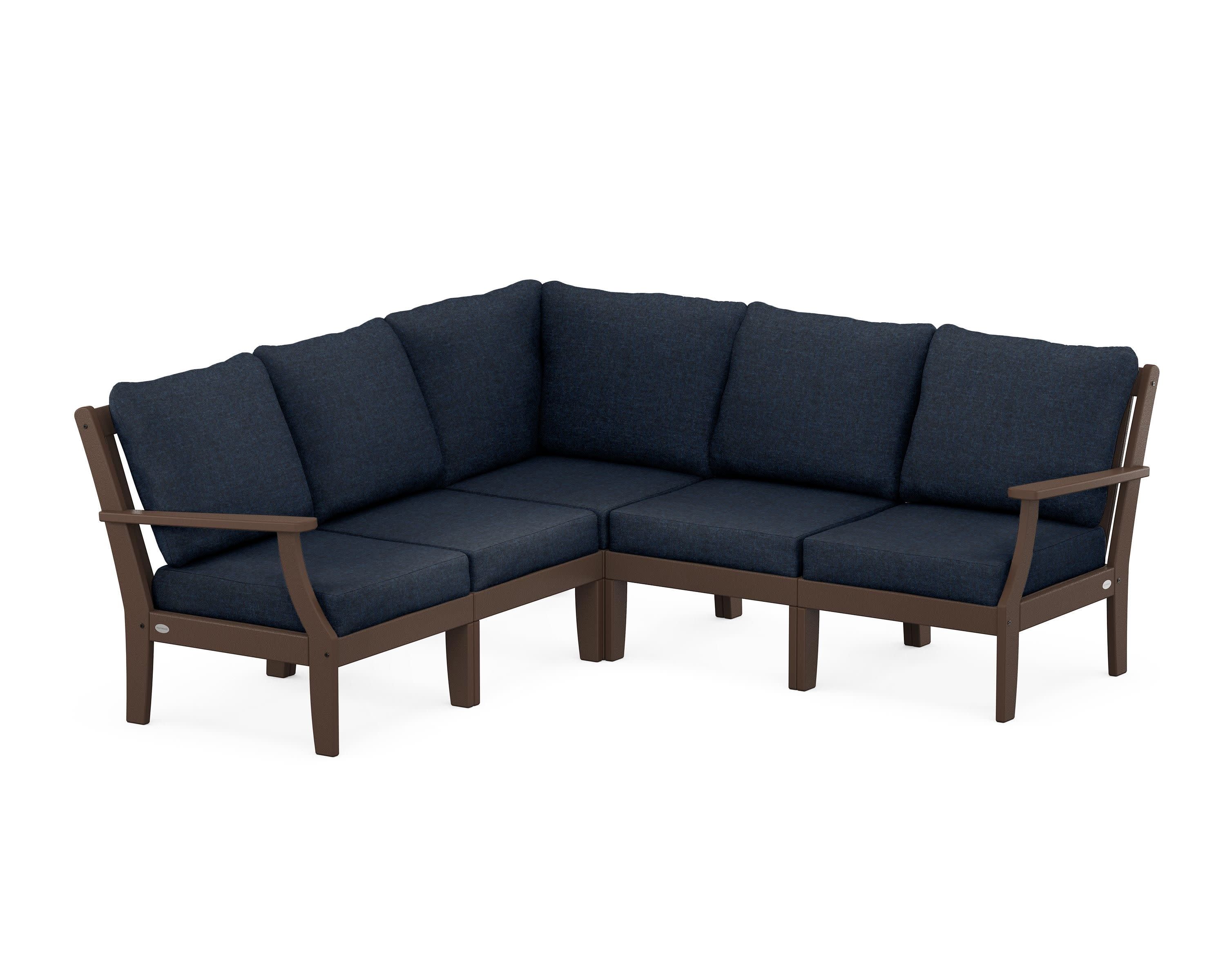 Braxton Modular 5-Piece Deep Seating Set in Mahogany / Marine Indigo