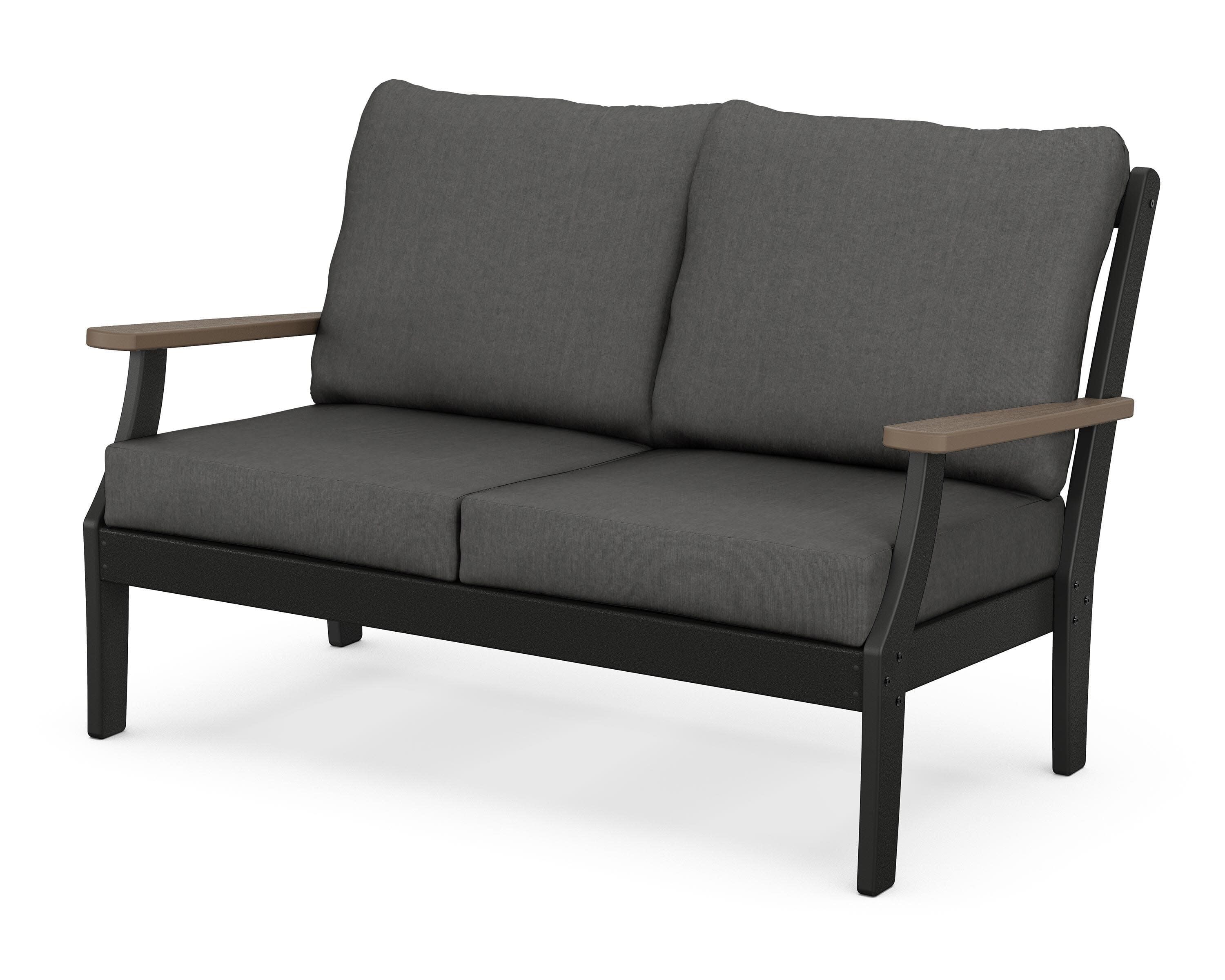 Braxton Deep Seating Loveseat in Black / Kona / Spectrum Carbon