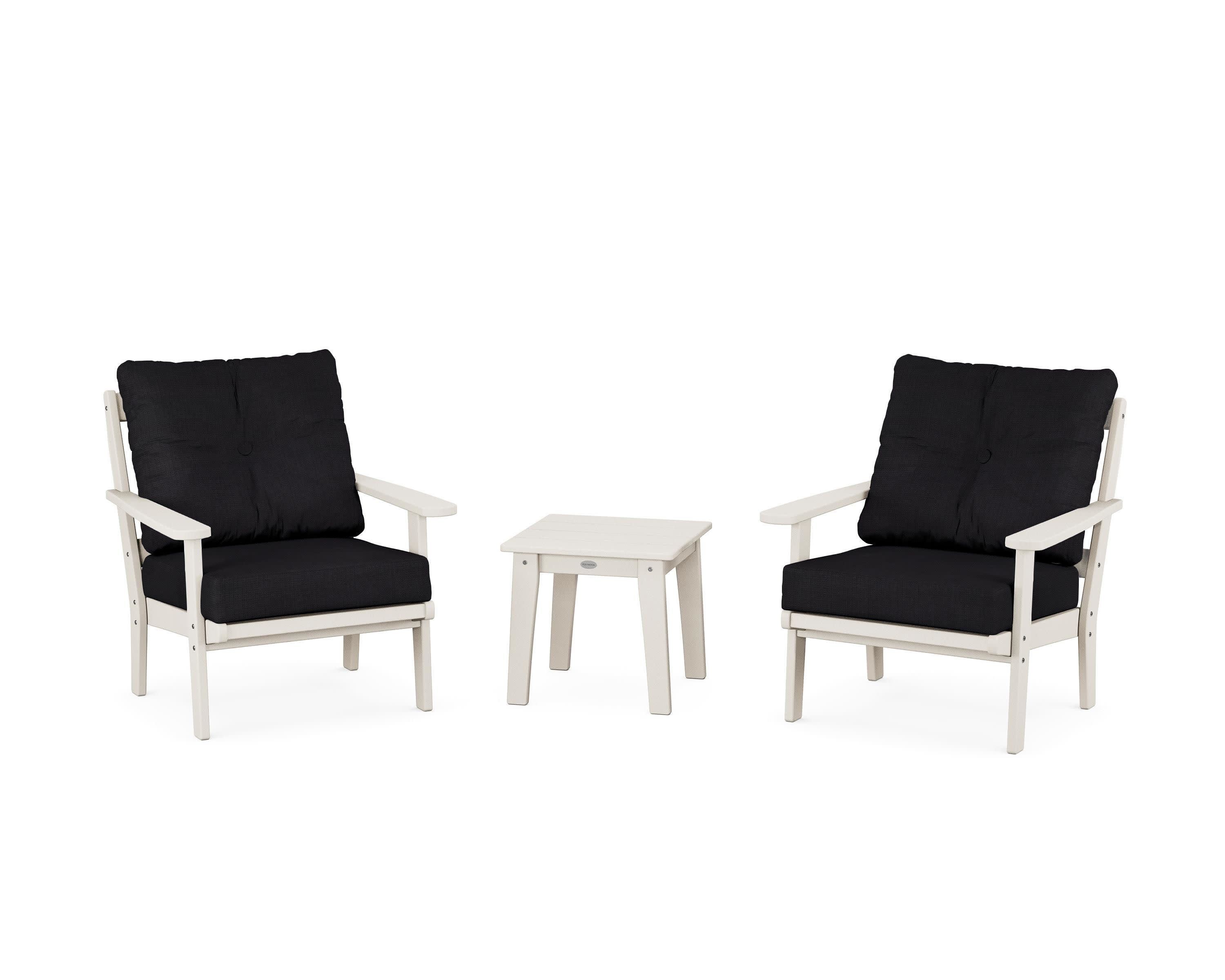 Mission 3-Piece Deep Seating Set in Sand / Midnight Linen