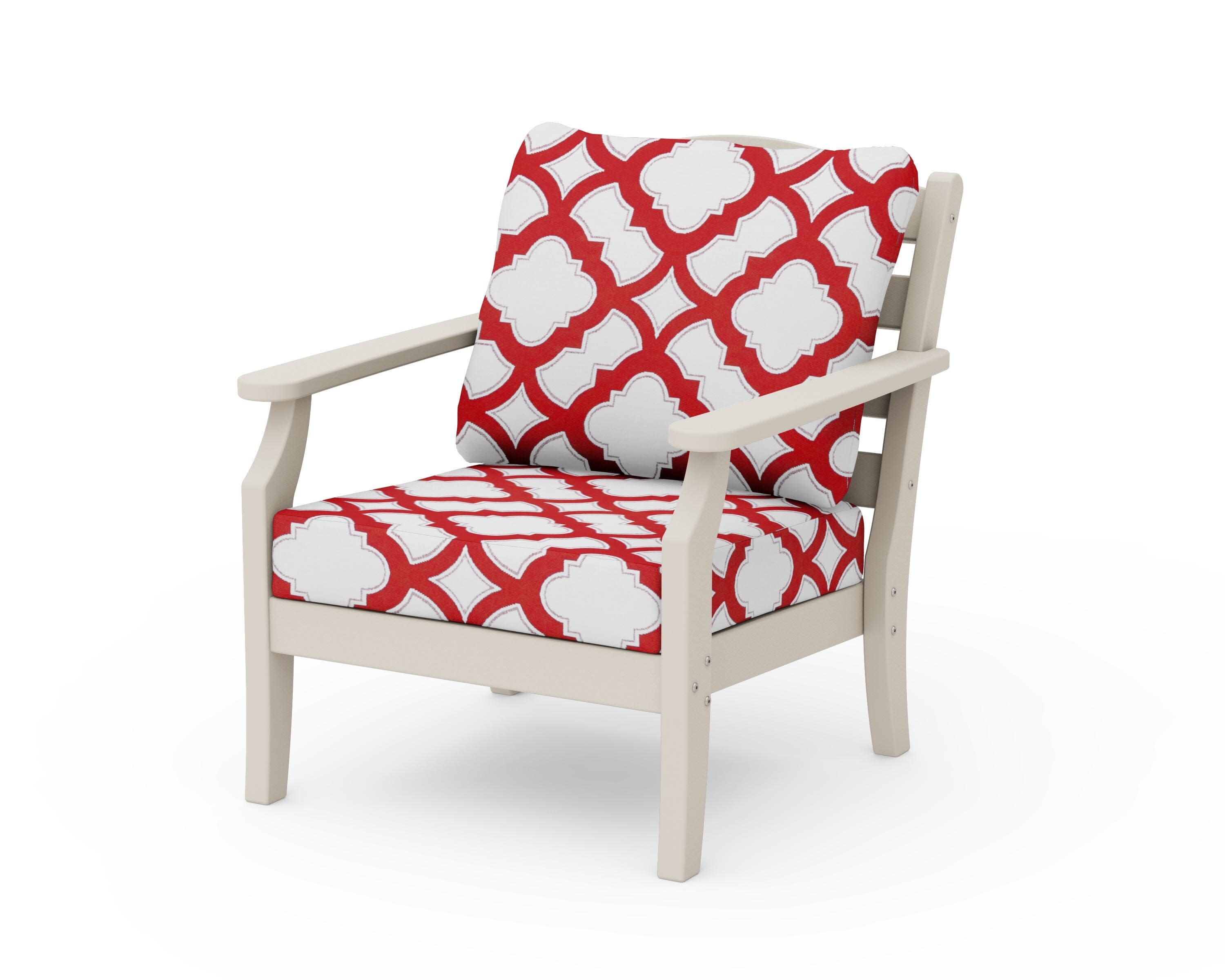 Savannah Deep Seating Chair in Sand / Trellis Crimson