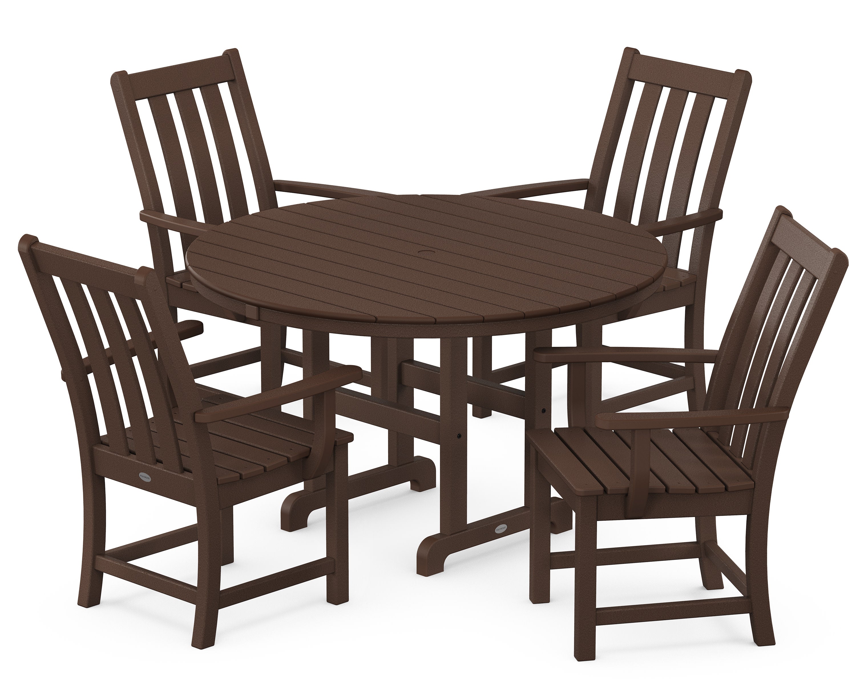 Vineyard 5-Piece Round Farmhouse Dining Set in Mahogany