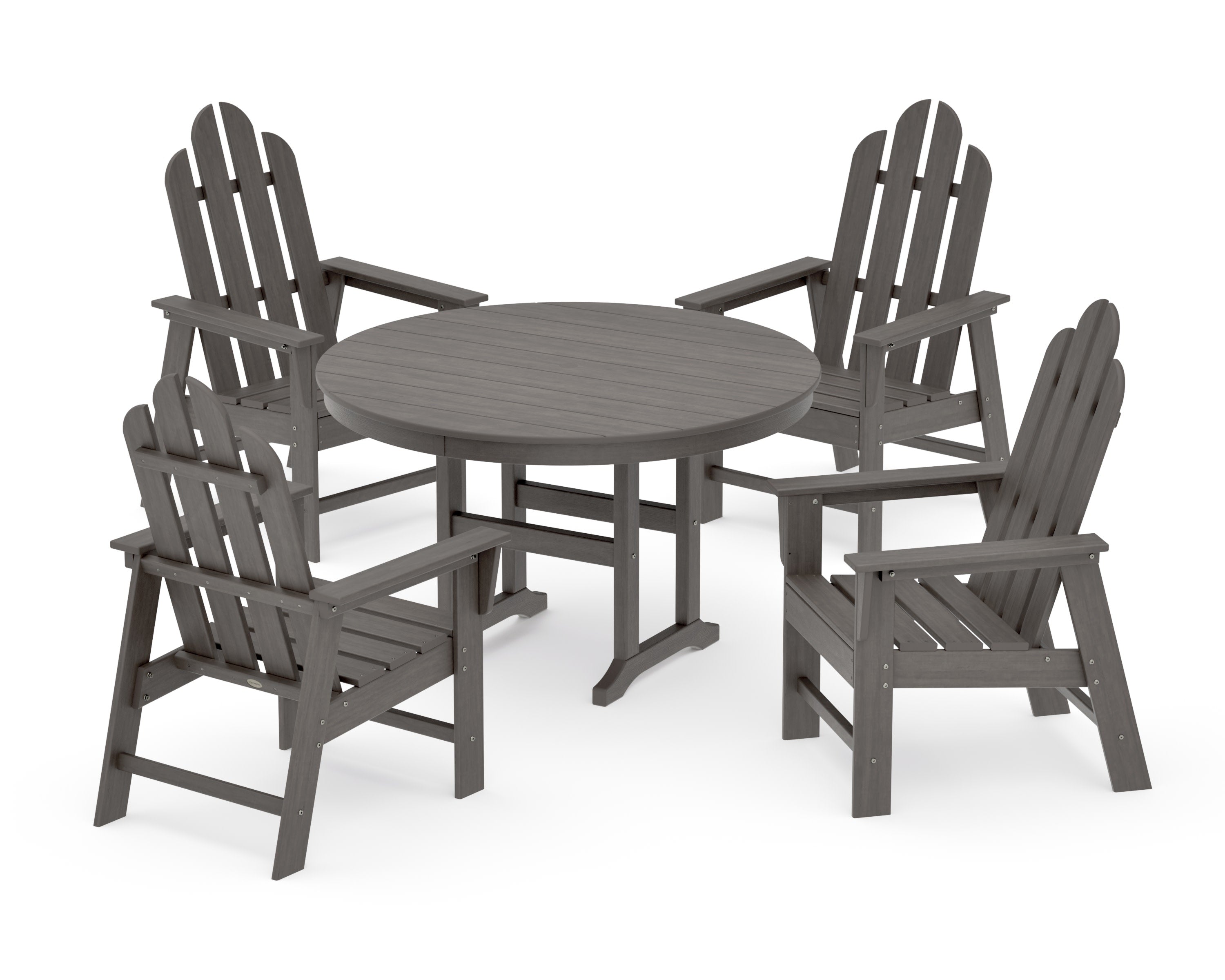 Long Island 5-Piece Round Farmhouse Dining Set in Driftwood