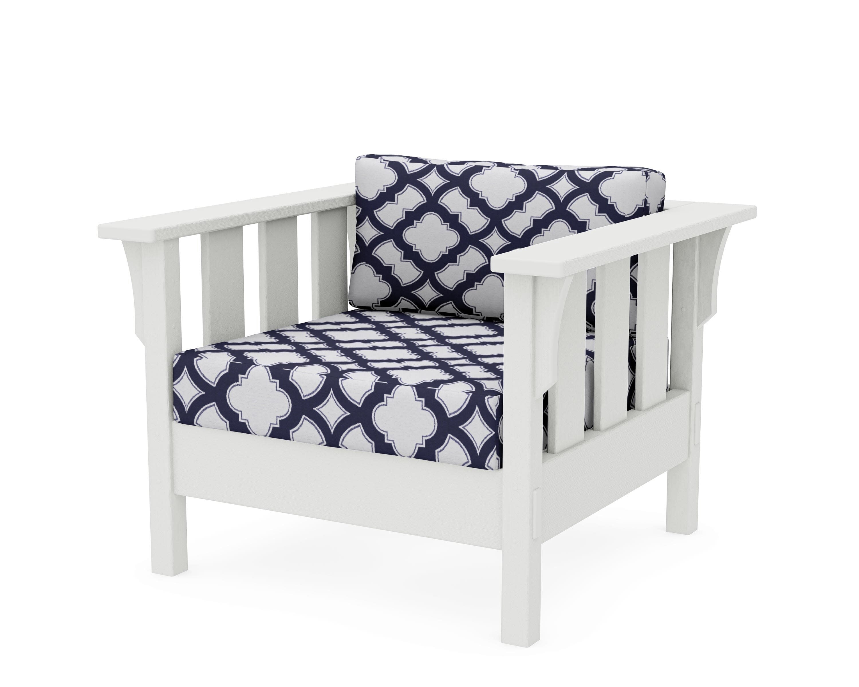 Acadia Deep Seating Chair in Vintage White / Trellis Navy