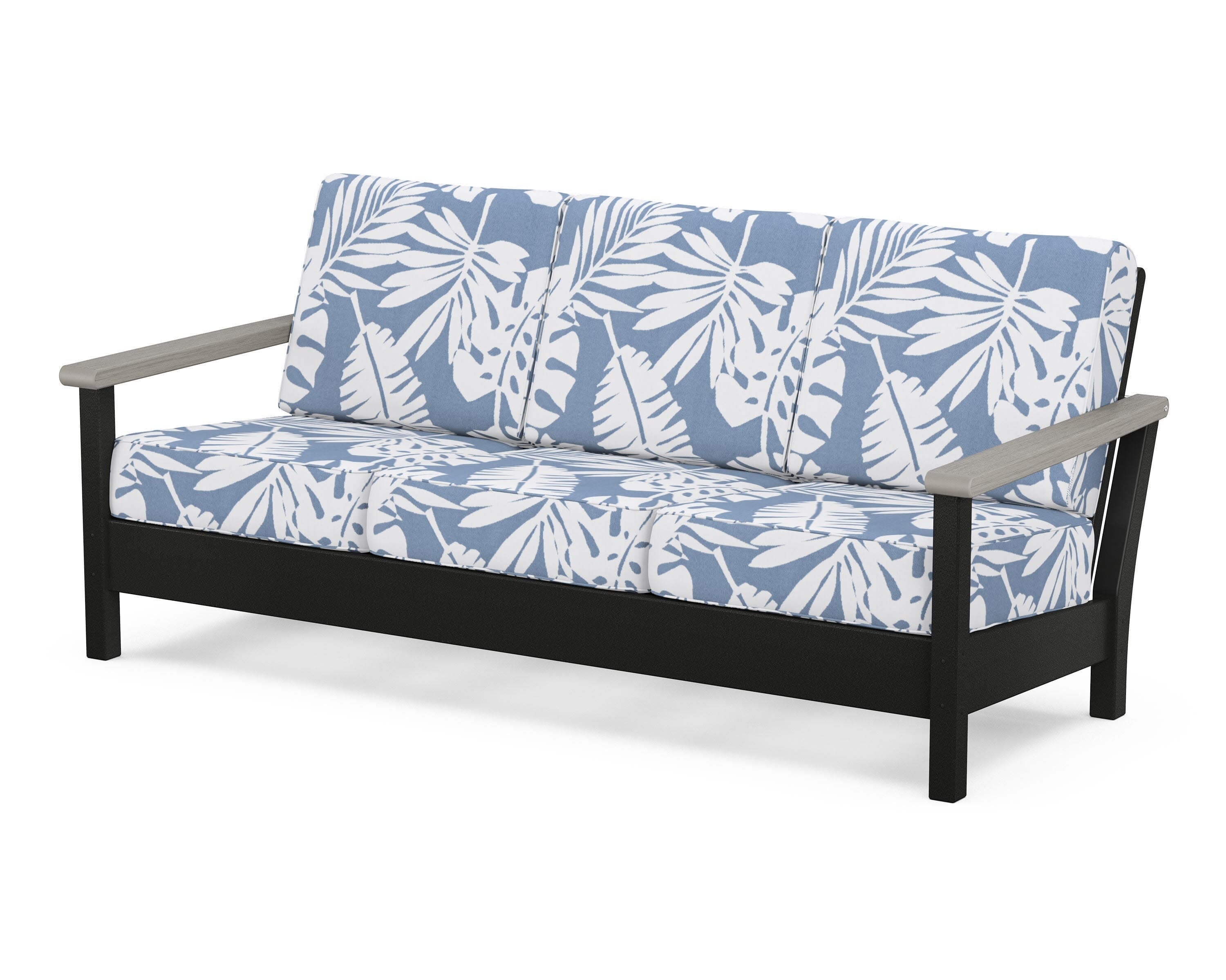 Harbour Deep Seating Sofa in Black / Driftwood / Leaf Sky Blue