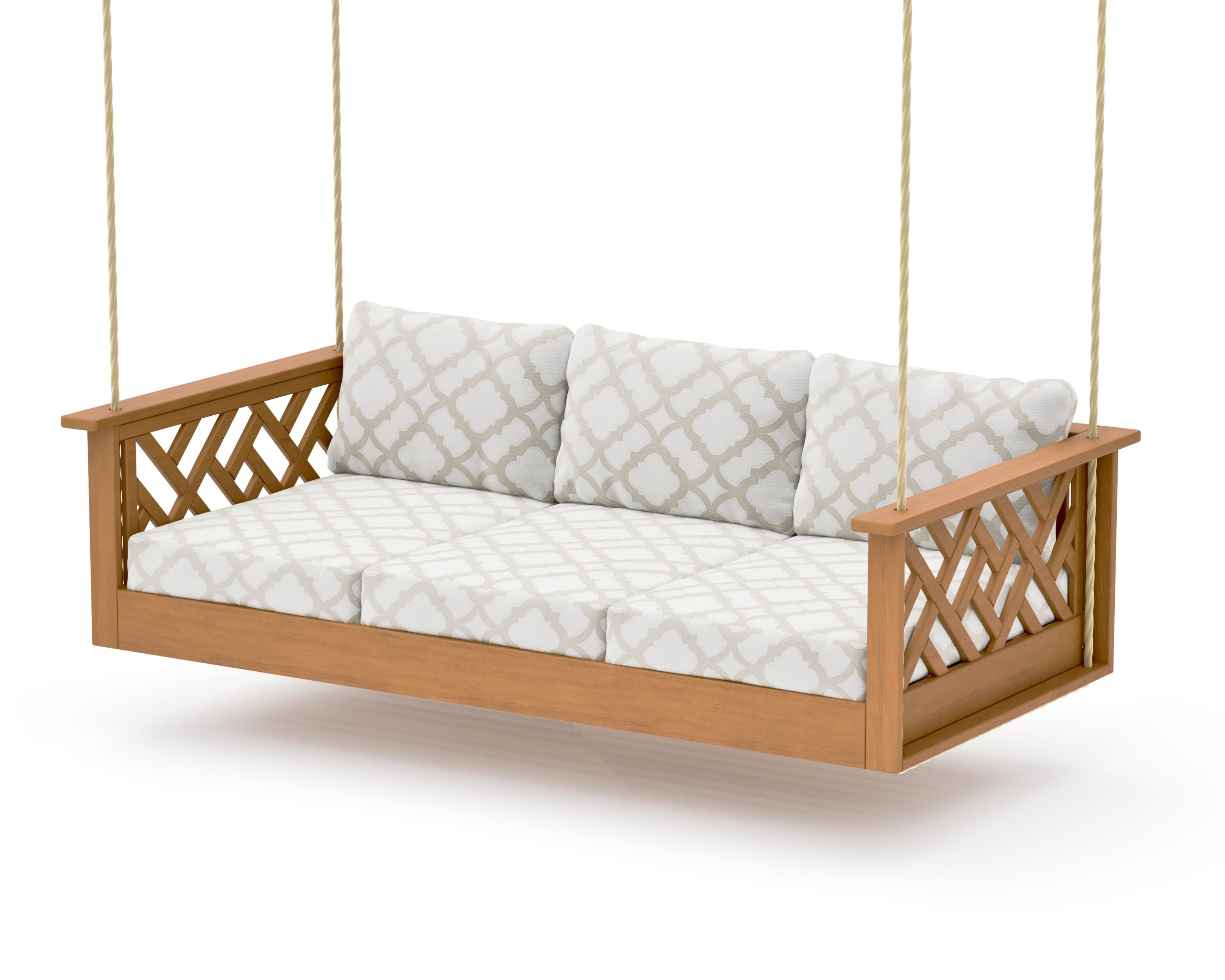 Chippendale Daybed Swing in Natural / Trellis Dune Burlap