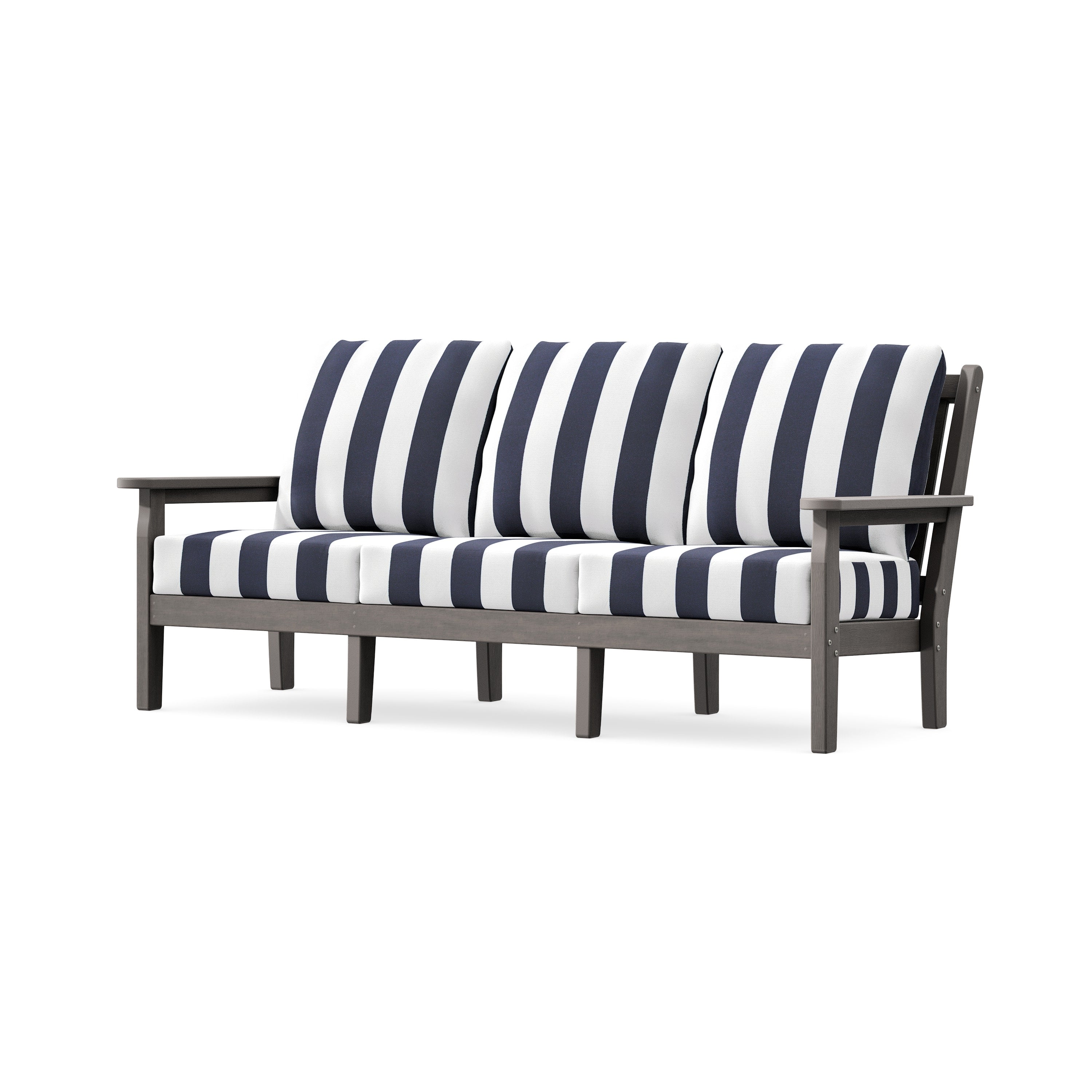 Chippendale Deep Seating Sofa in Driftwood / Cabana Stripe Navy