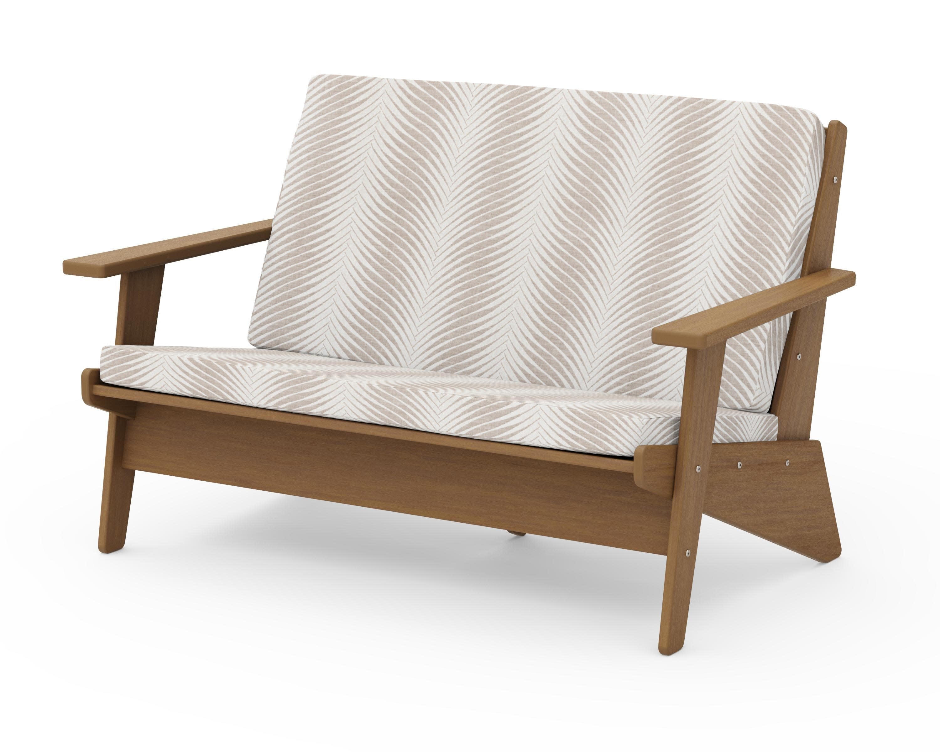 Riviera Modern Lounge Loveseat in Natural / Clock Out Cloud