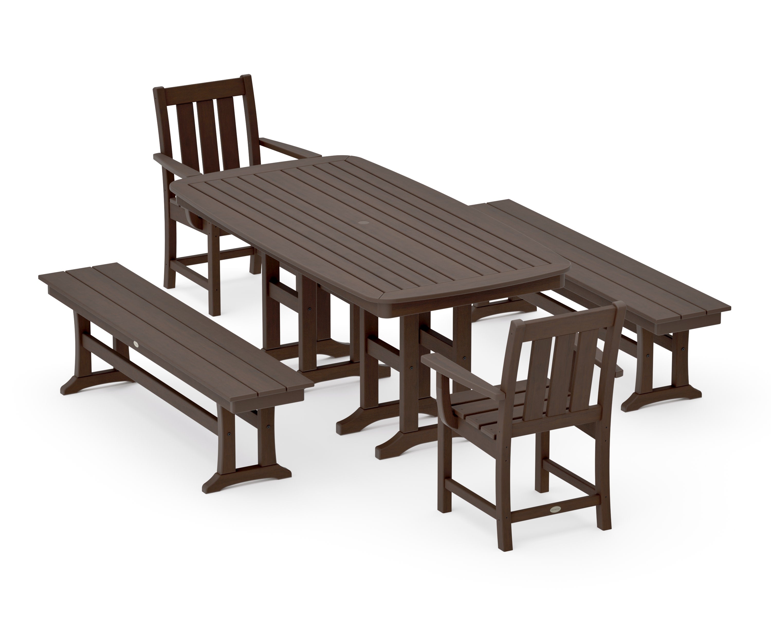 Oxford 5-Piece Dining Set with Benches in Kona