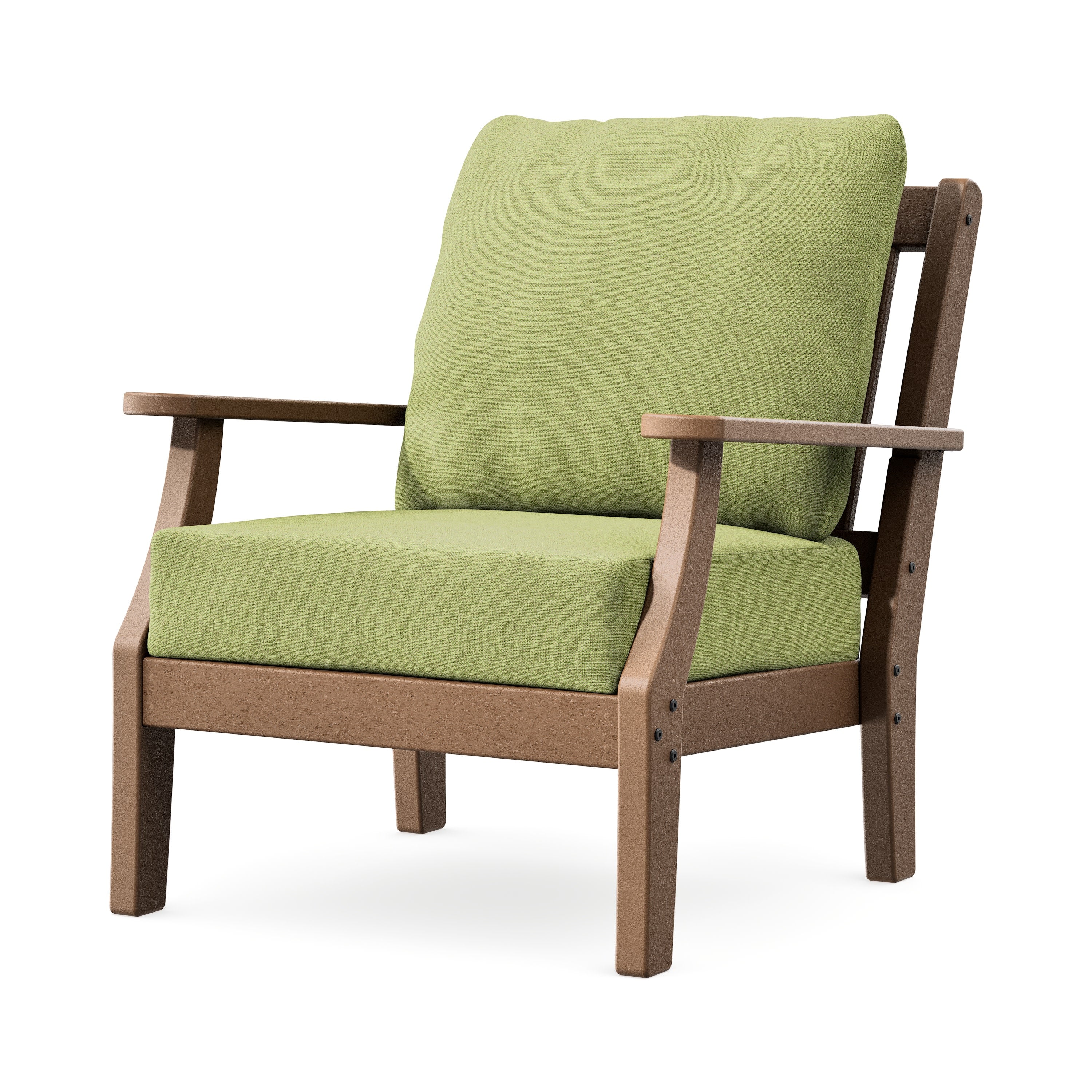 Chinoiserie Deep Seating Chair in Teak / Chartreuse Boucle