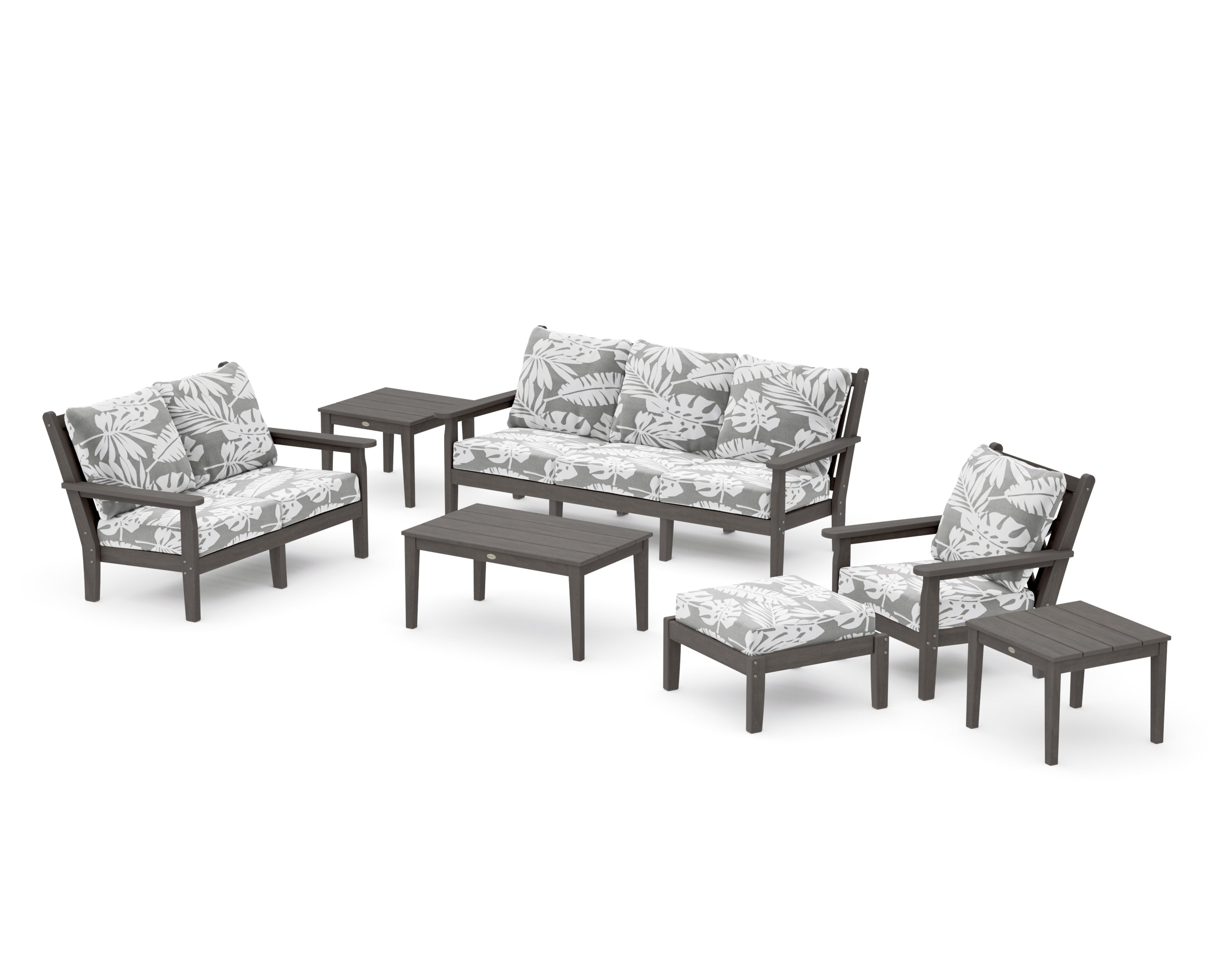 Chippendale 7-Piece Deep Seating Set in Driftwood / Leaf Grey Mist