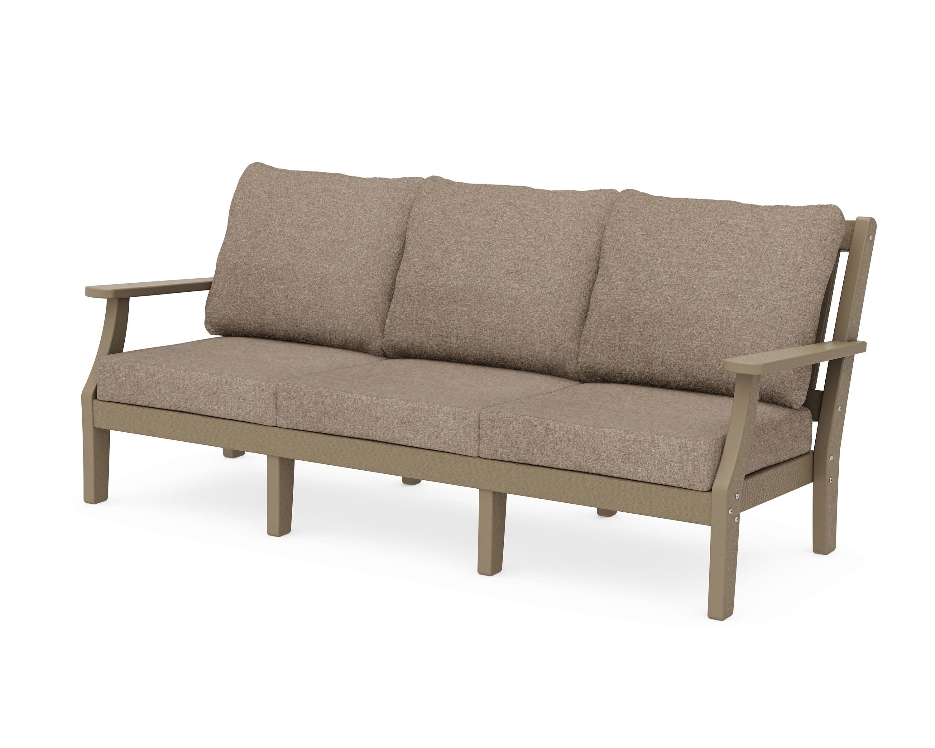 Chinoiserie Deep Seating Sofa in Vintage Sahara / Spiced Burlap