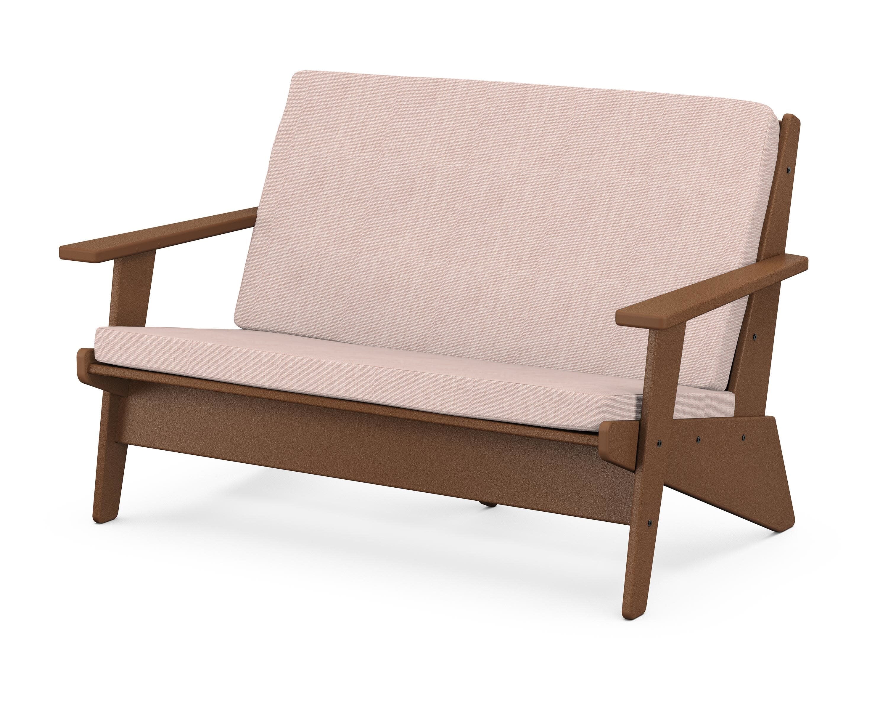 Riviera Modern Lounge Loveseat in Teak / Play Cameo