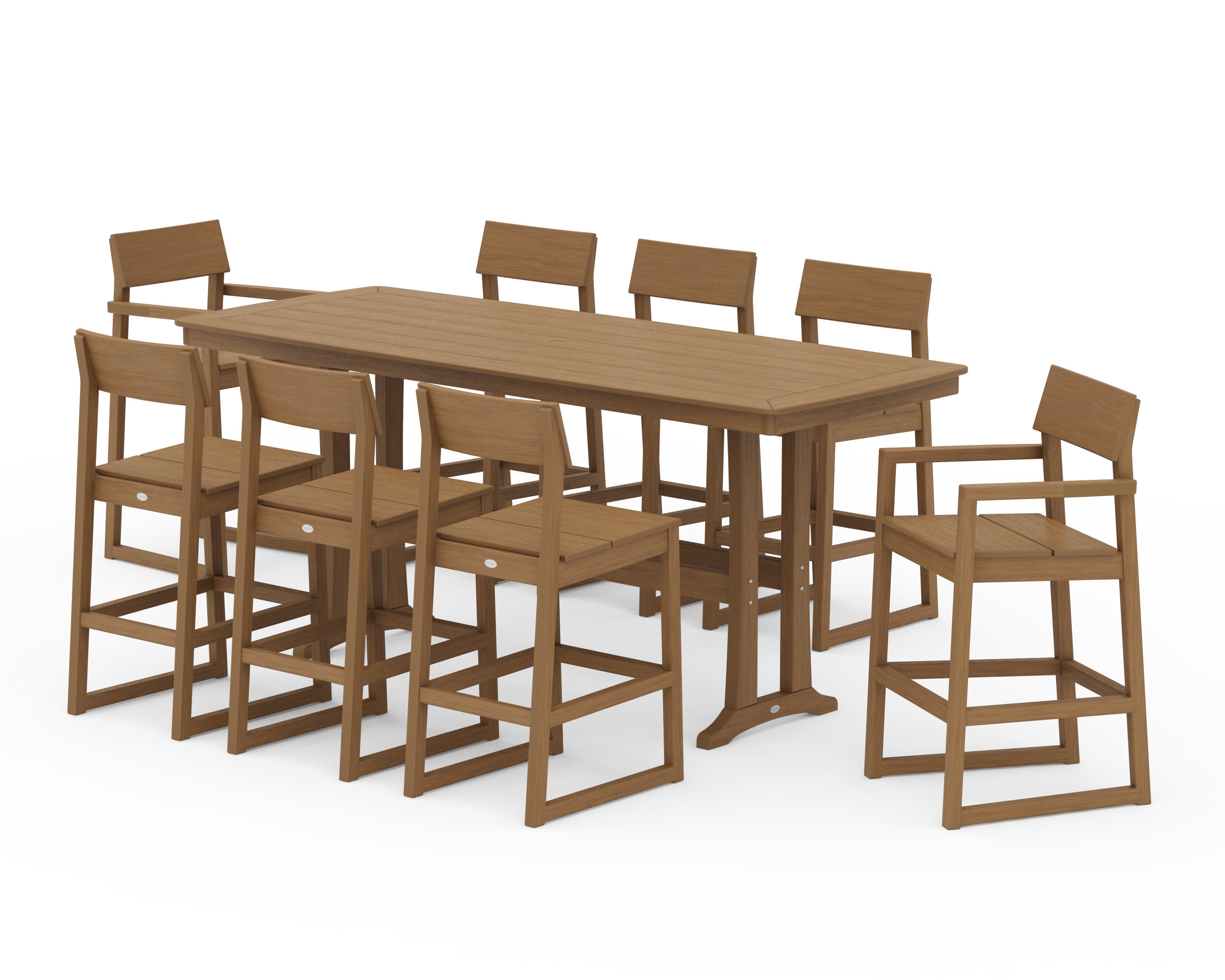EDGE 9-Piece Bar Set with Trestle Legs in Natural