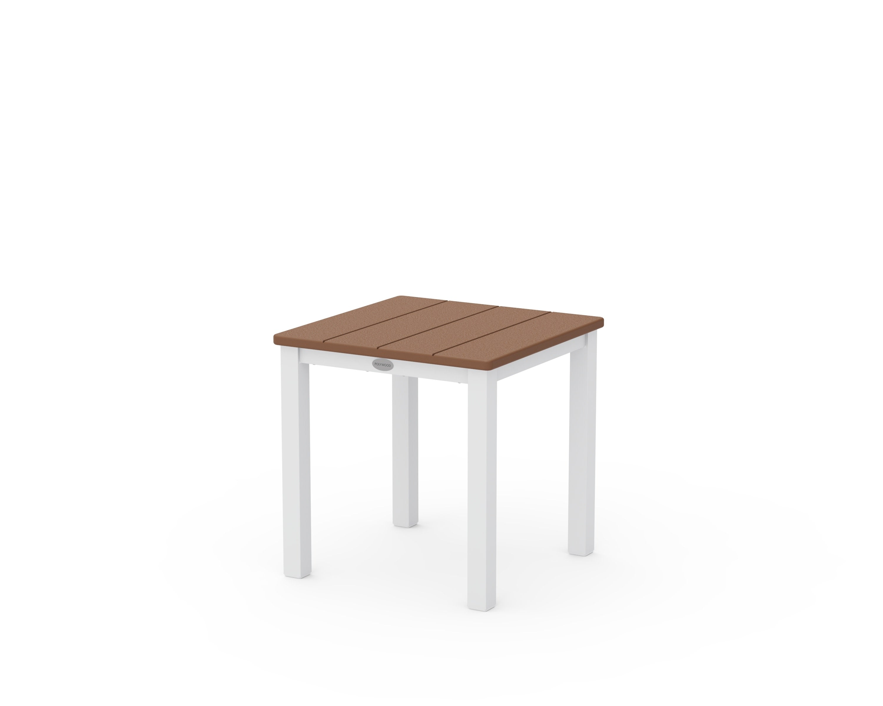 Main Street 18" Side Table in White / Teak