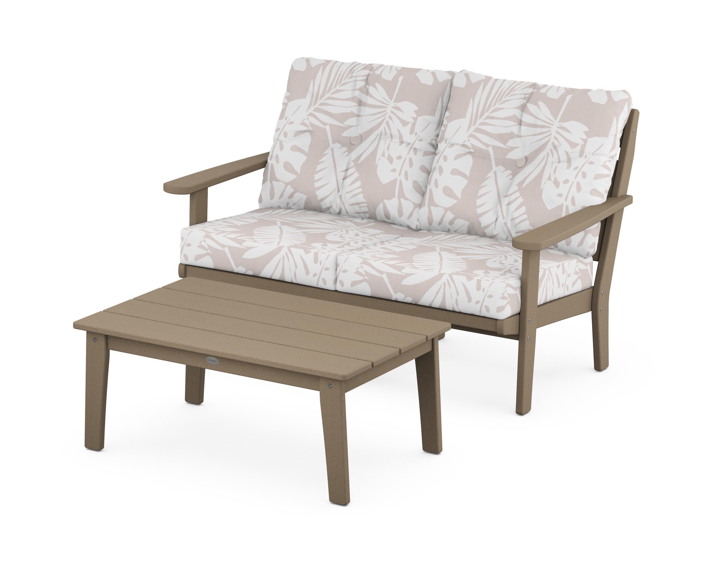Lakeside 2-Piece Lounge Loveseat Set in Vintage Sahara / Leaf Dune Burlap