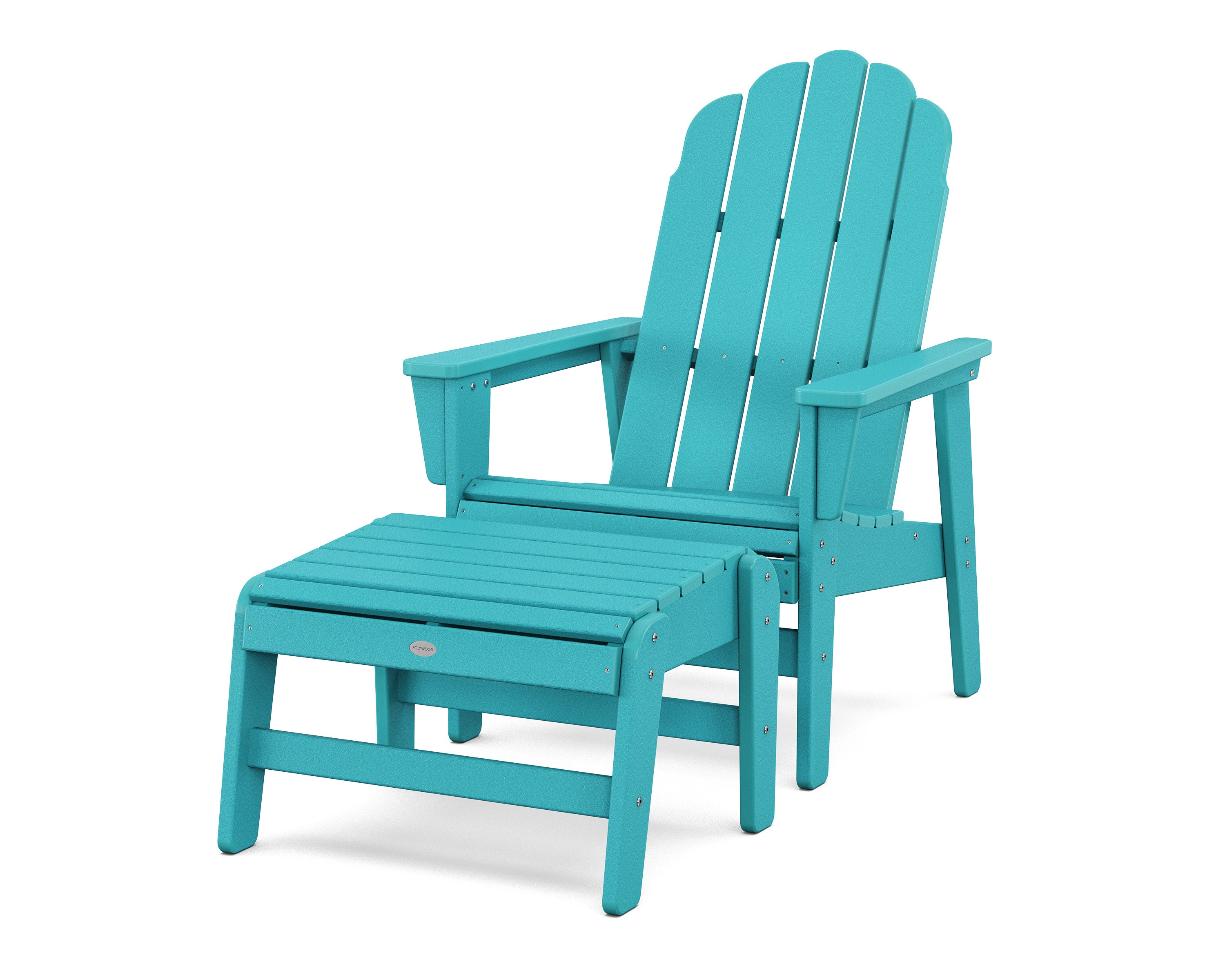 Vineyard Grand Upright Adirondack Chair with Ottoman in Aruba