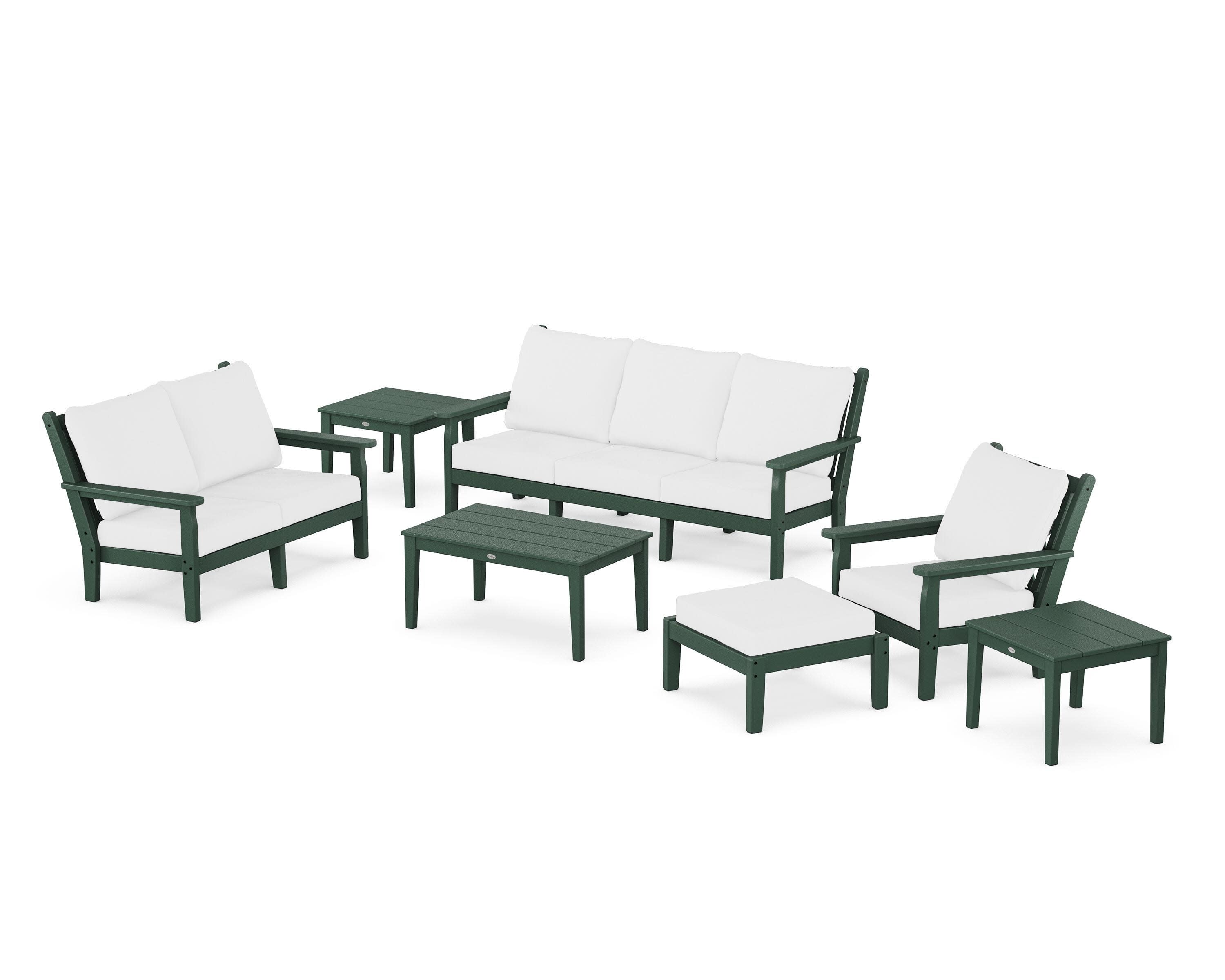 Chippendale 7-Piece Deep Seating Set in Green / Natural