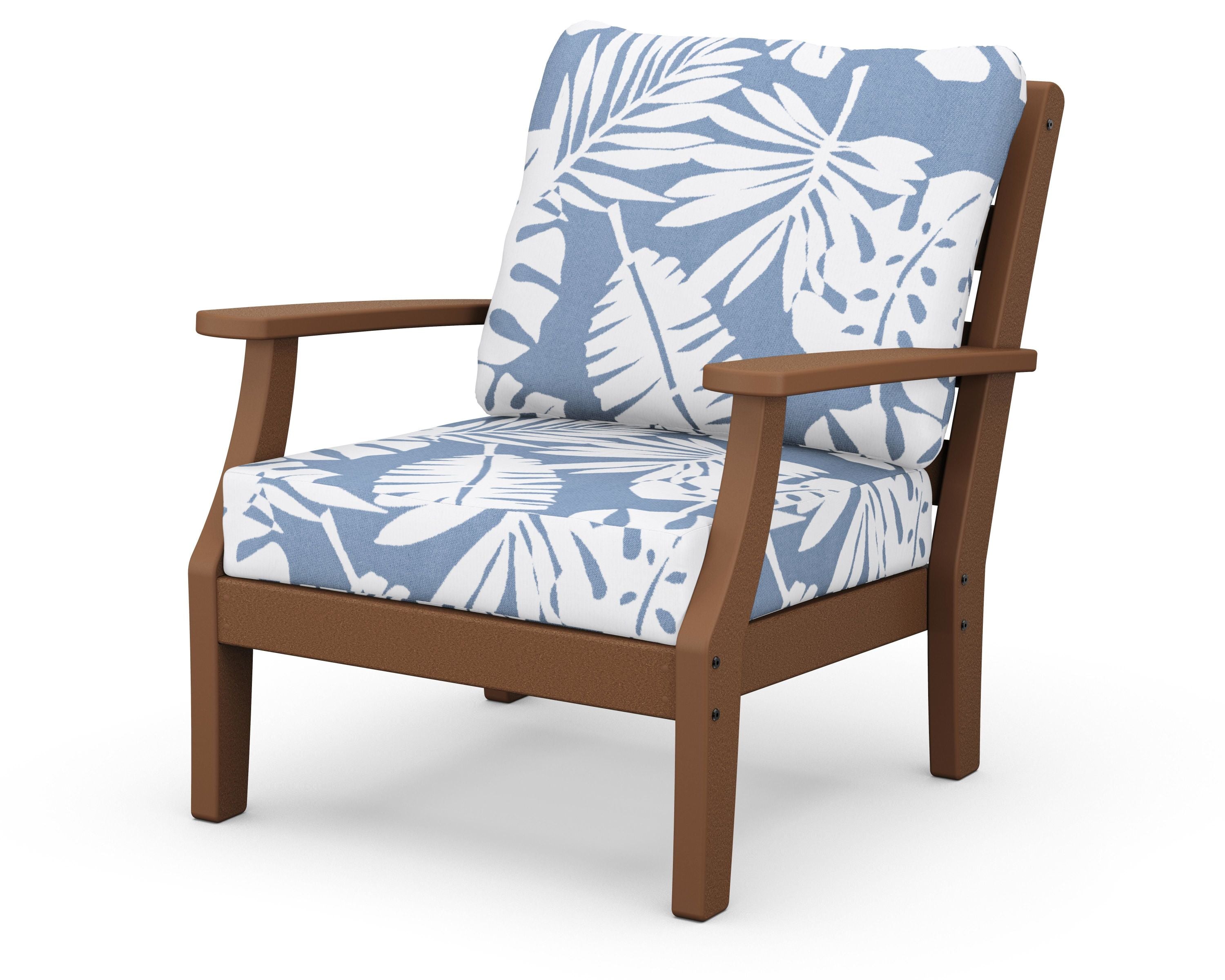 Chesapeake Deep Seating Chair in Teak / Leaf Sky Blue