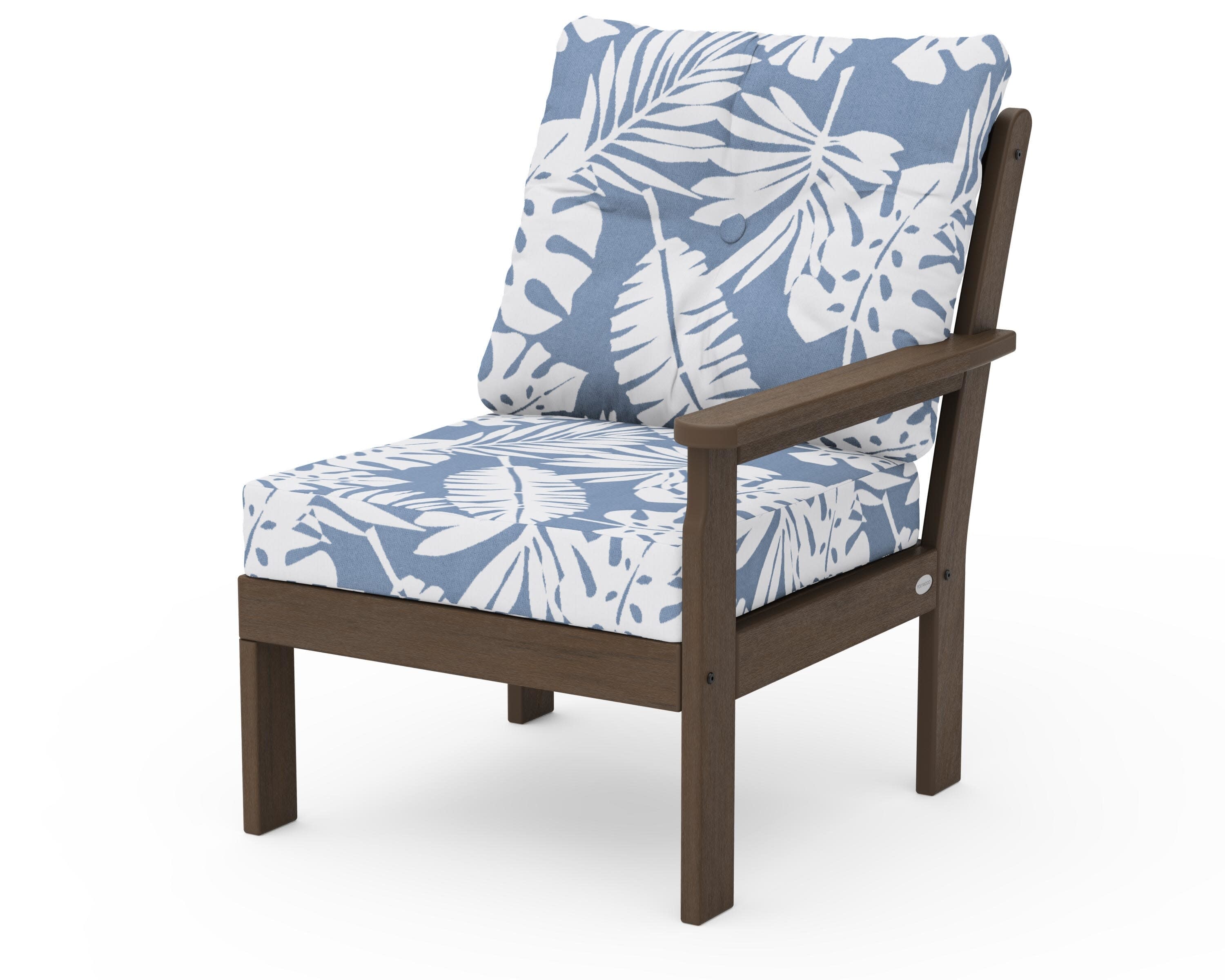 Vineyard Modular Right Arm Chair in Kona / Leaf Sky Blue