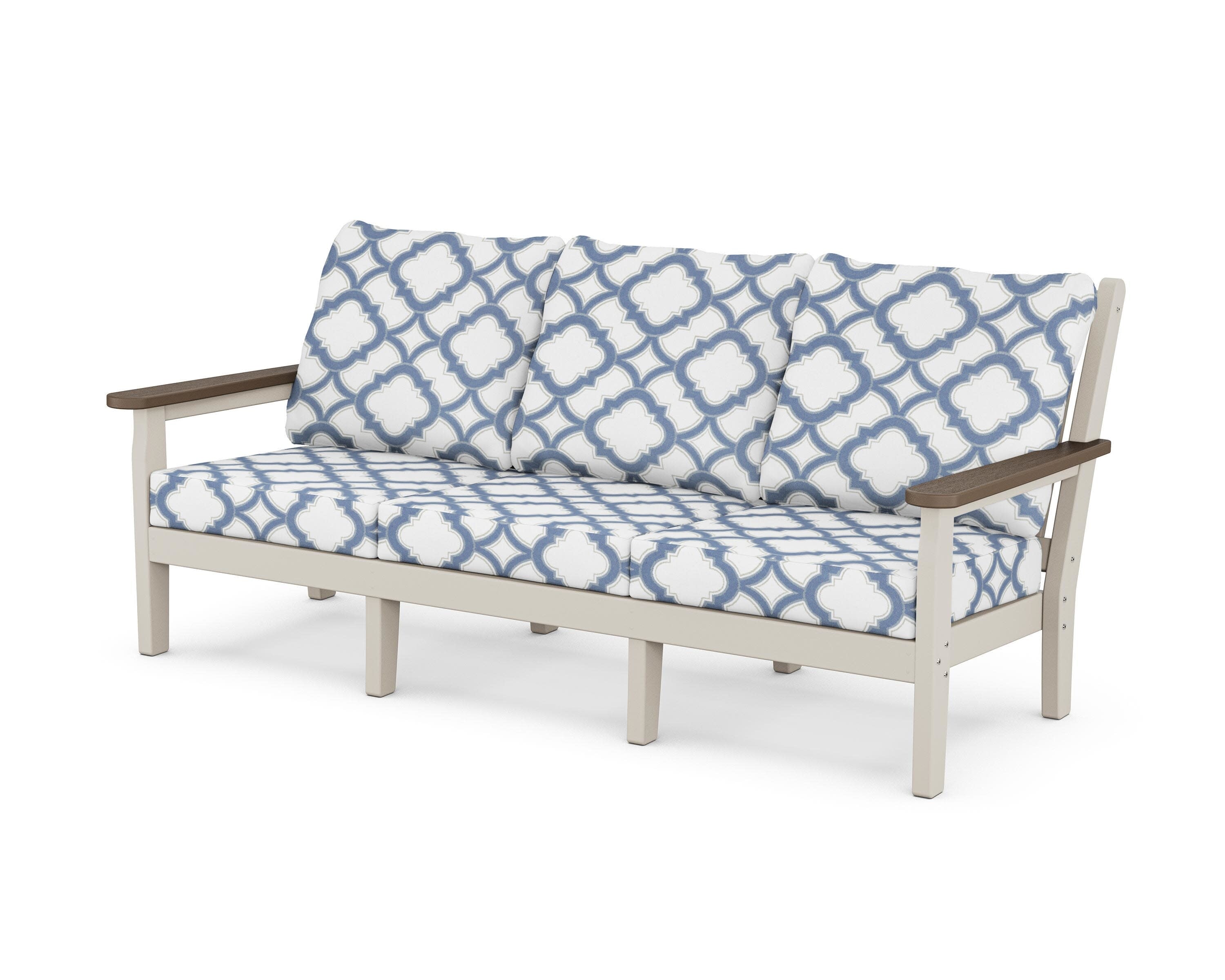 Chippendale Deep Seating Sofa in Sand / Kona / Trellis Sky Blue