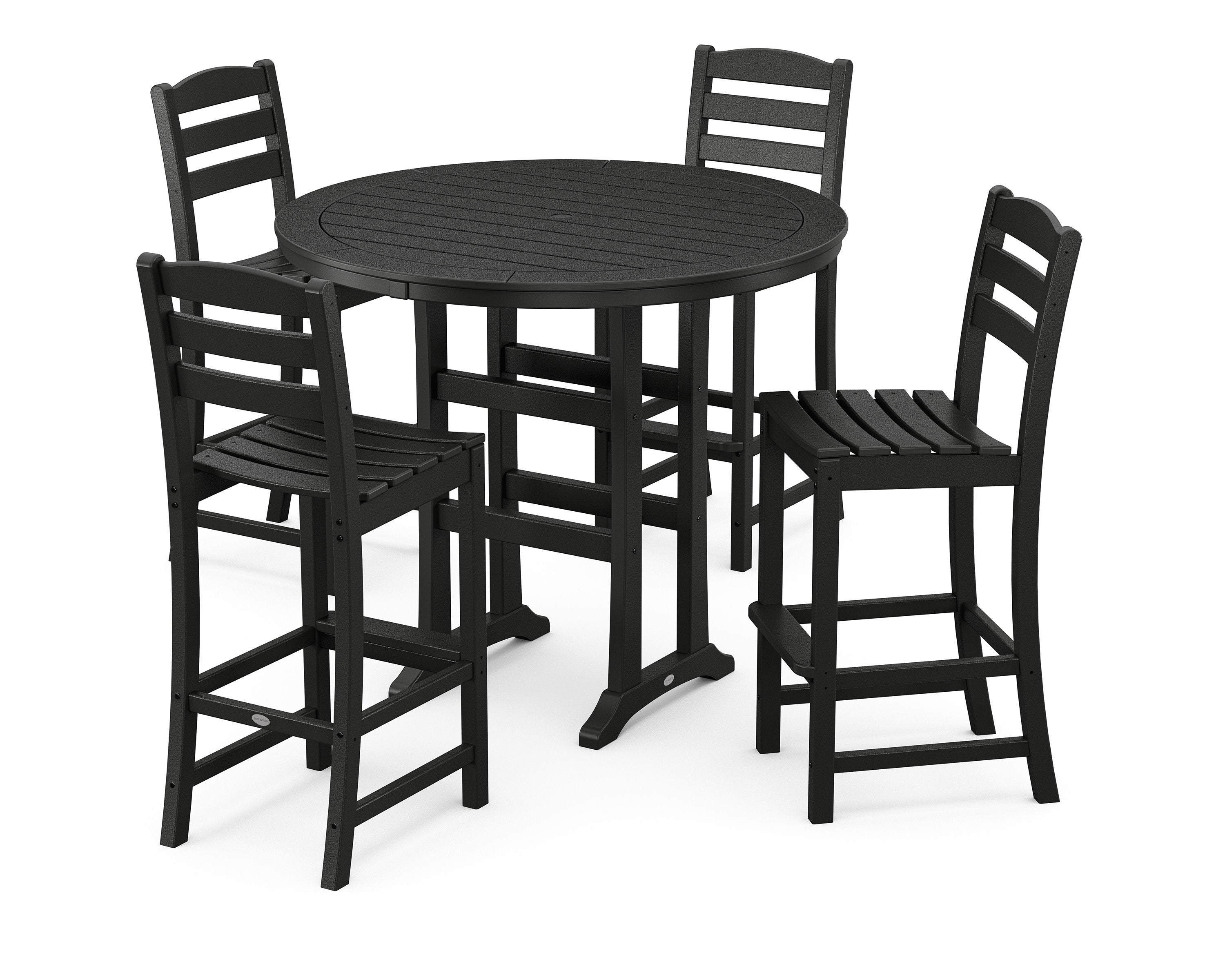 La Casa Caf 5-Piece Side Chair Bar Dining Set in Black