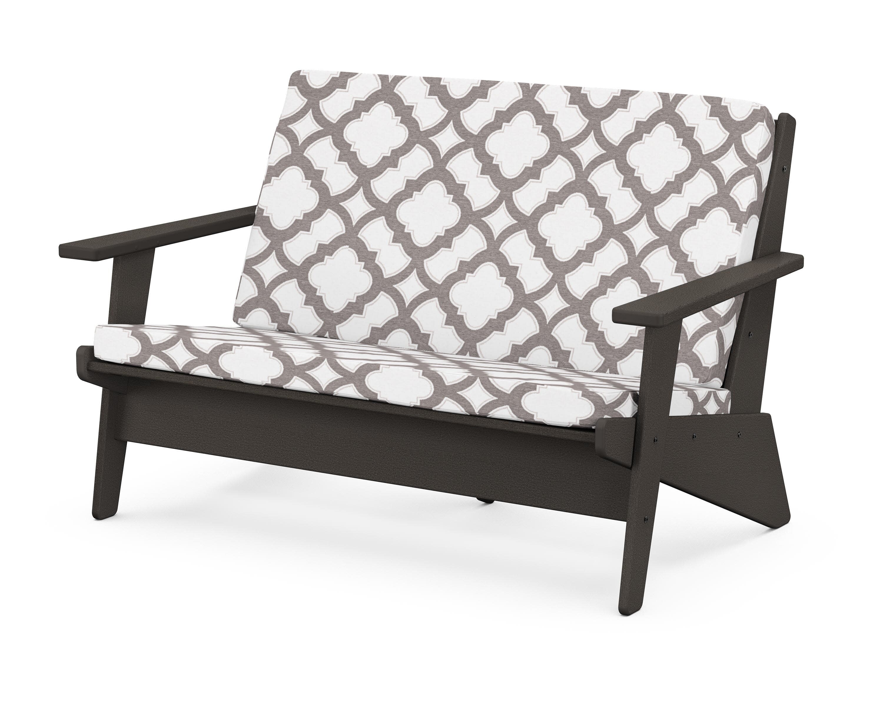 Riviera Modern Lounge Loveseat in Vintage Coffee / Trellis Grey Mist
