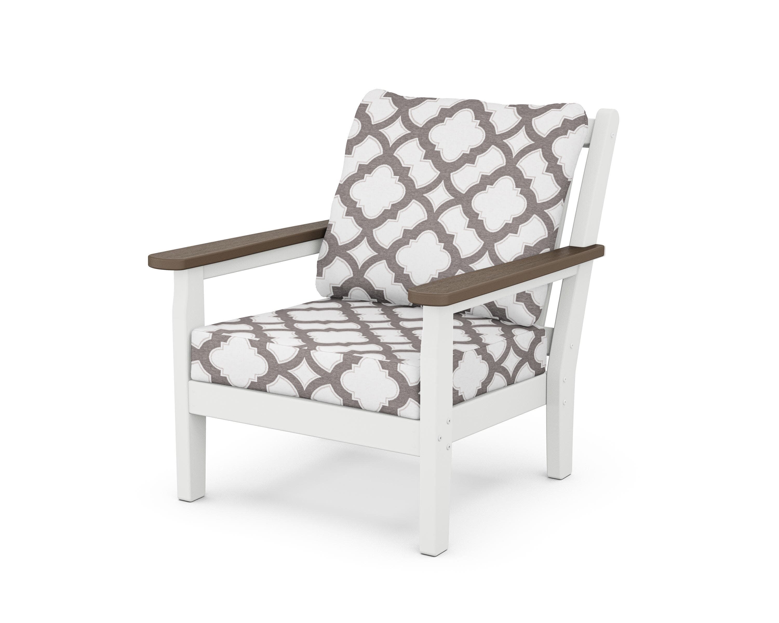 Chippendale Deep Seating Chair in White / Kona / Trellis Grey Mist