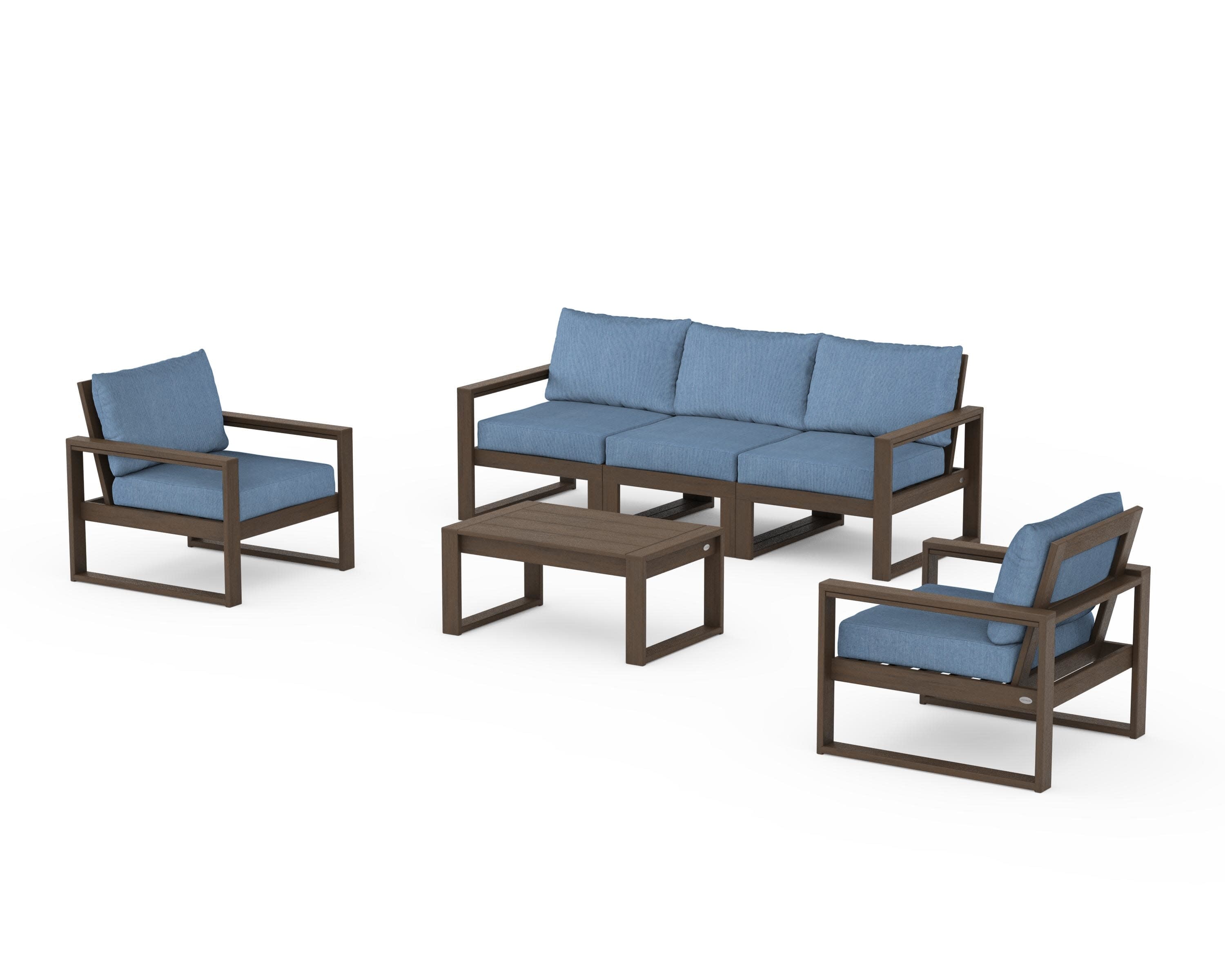 EDGE Sectional 4-Piece Deep Seating Set with Sofa in Kona / Sky Blue