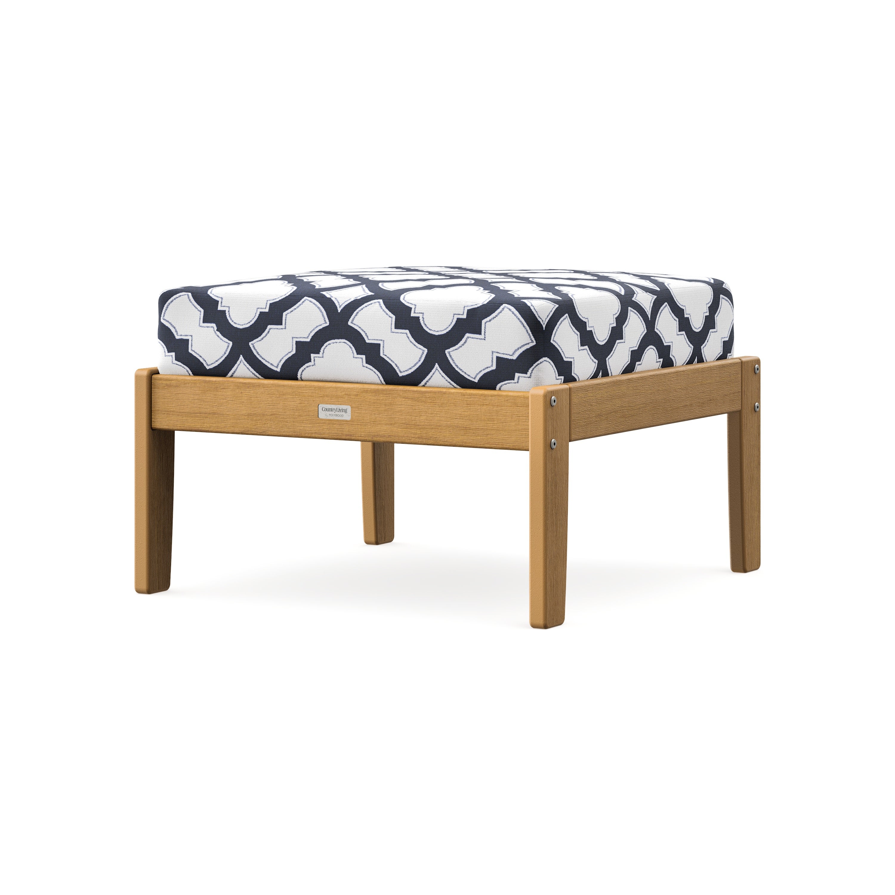 Cottage Deep Seating Ottoman in Natural / Trellis Navy