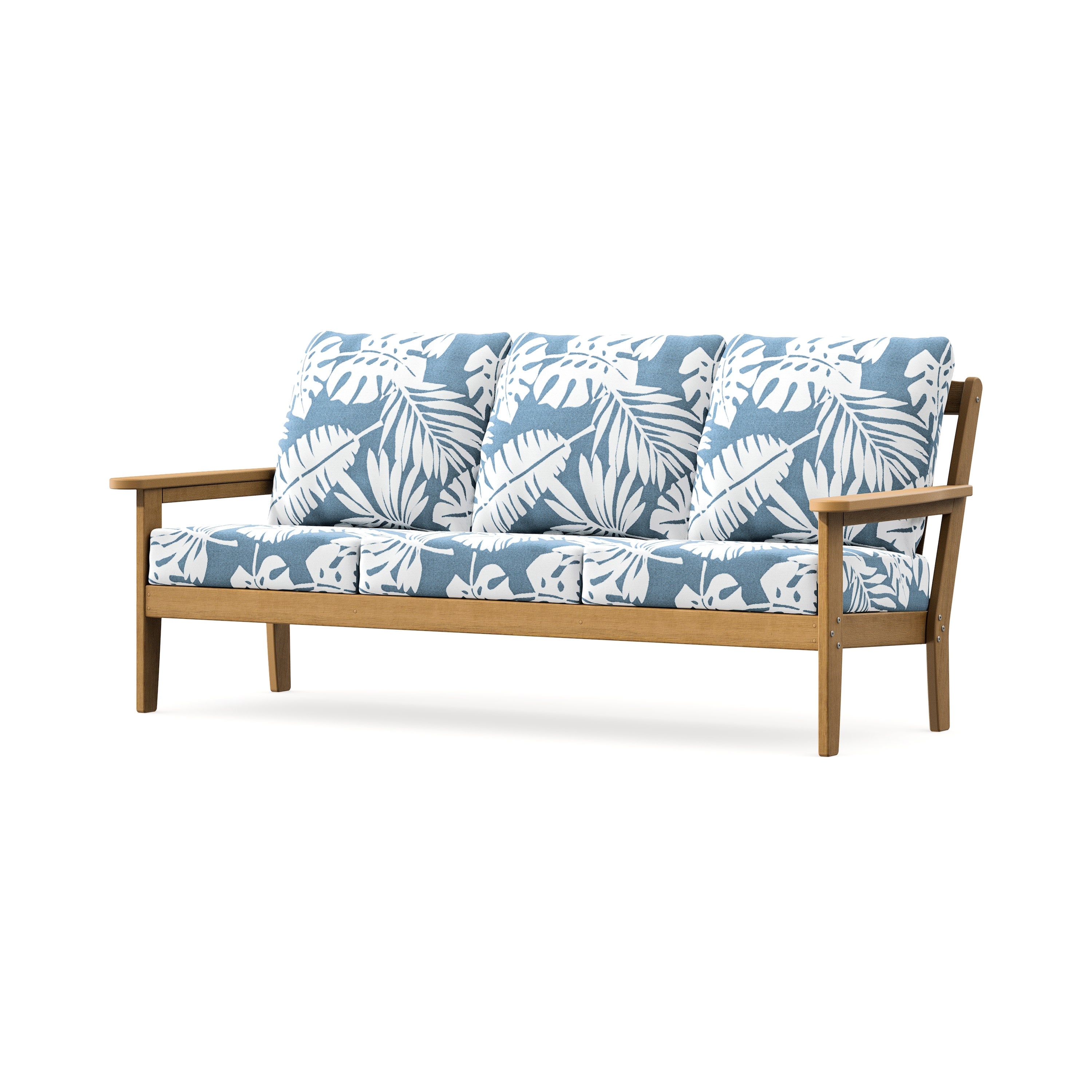 Cottage Deep Seating Sofa in Natural / Leaf Sky Blue