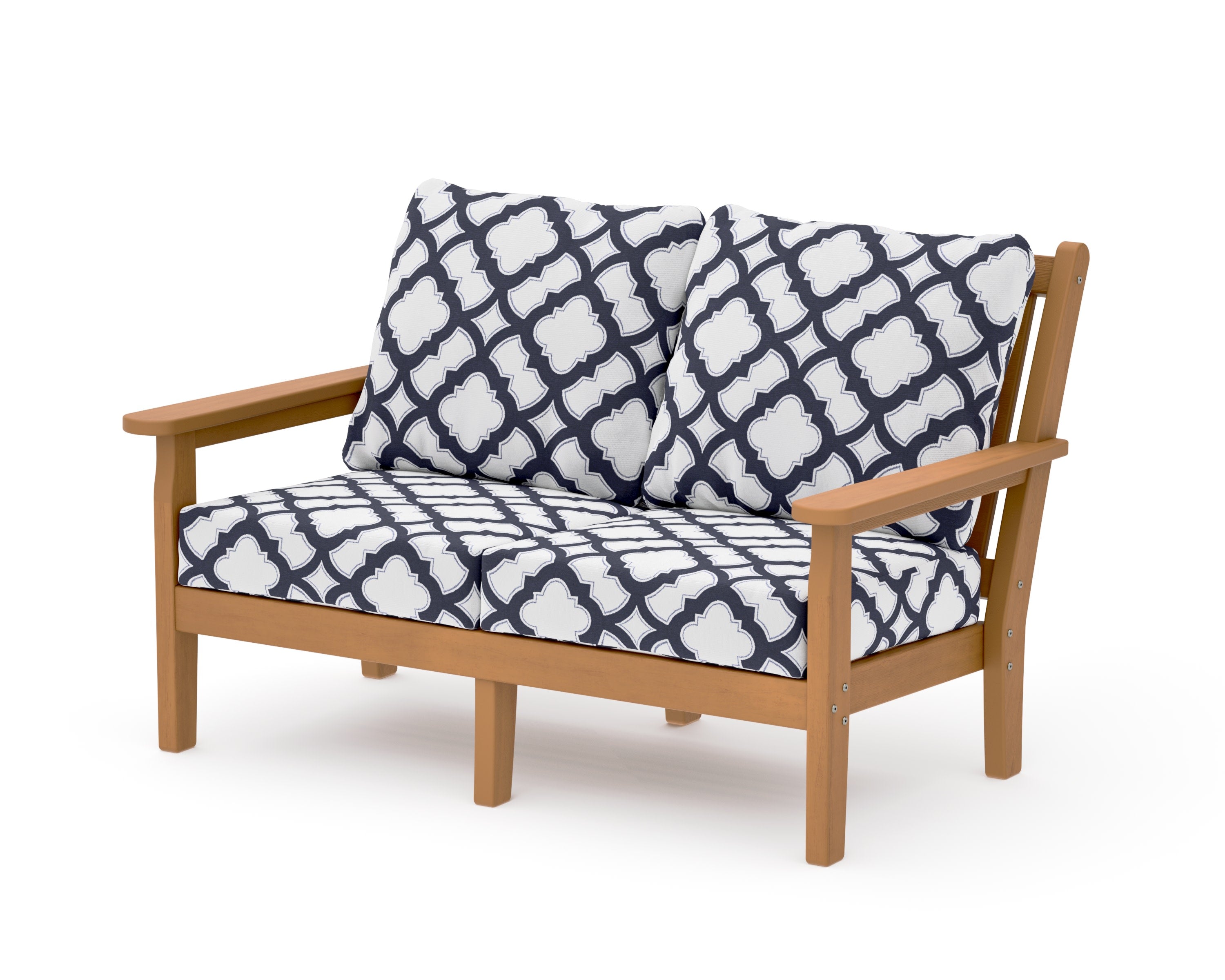 Chippendale Deep Seating Loveseat in Natural / Trellis Navy