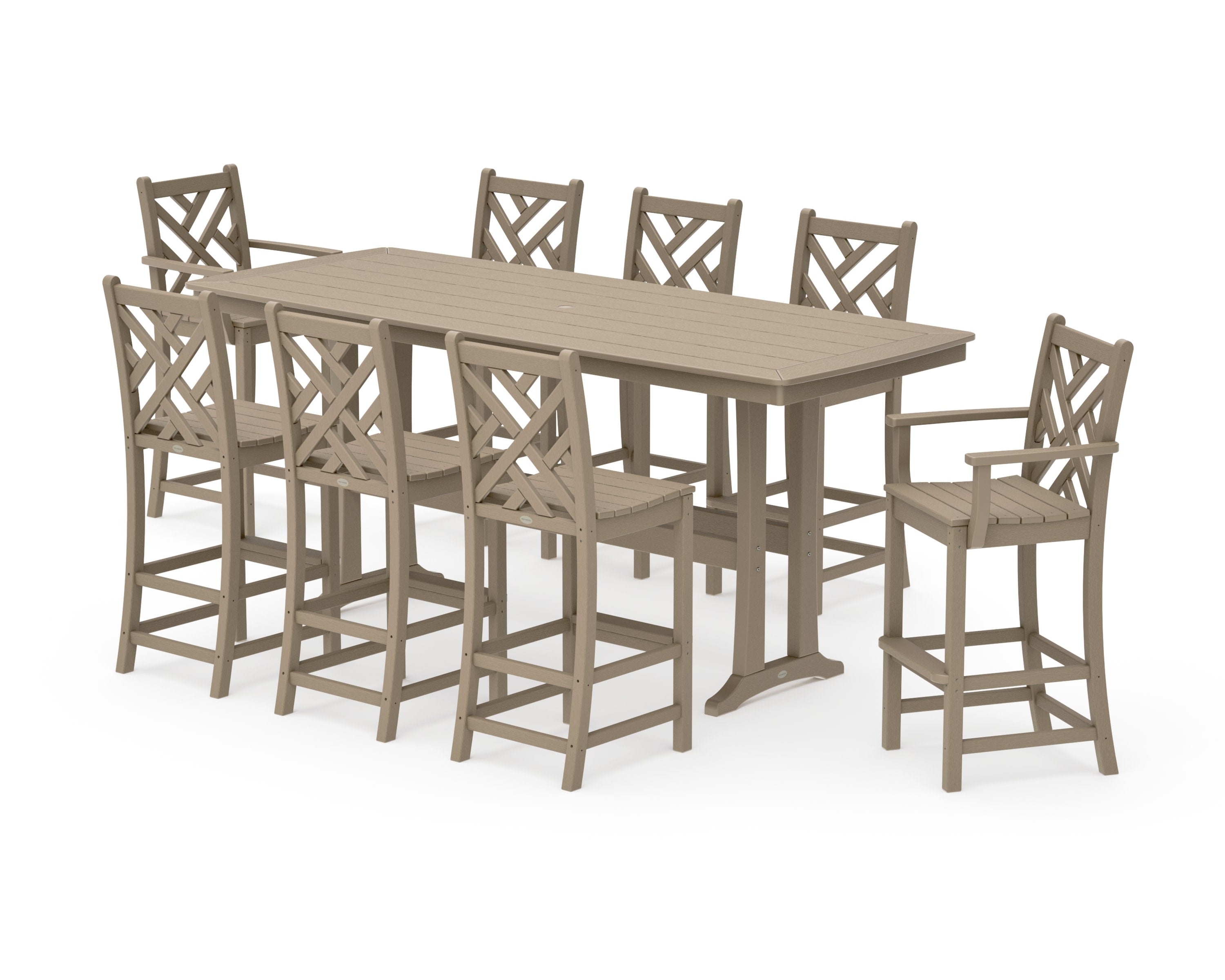 Chippendale 9-Piece Bar Set with Trestle Legs in Vintage Sahara