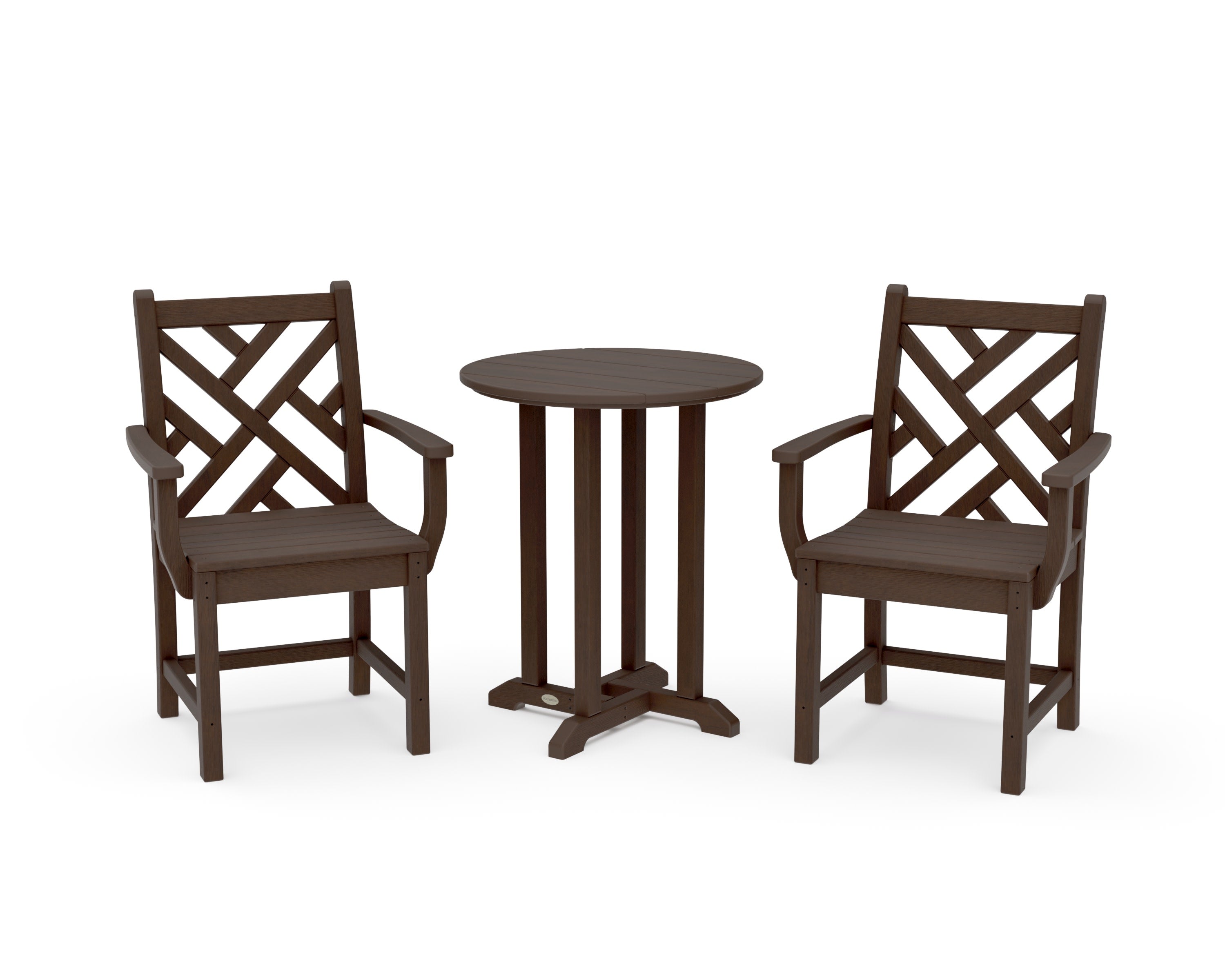 Chippendale 3-Piece Round Bistro Dining Set in Kona