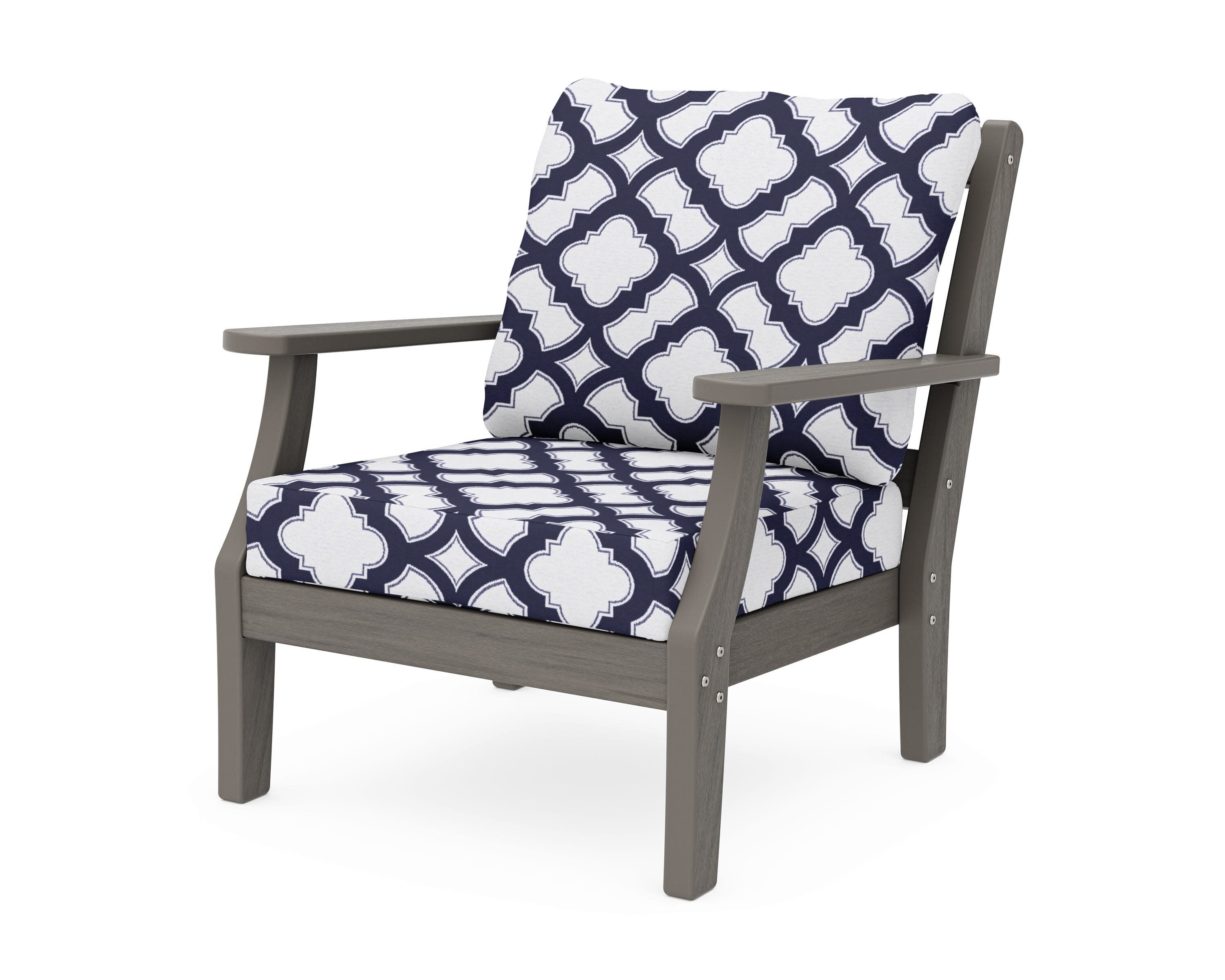 Chinoiserie Deep Seating Chair in Driftwood / Trellis Navy