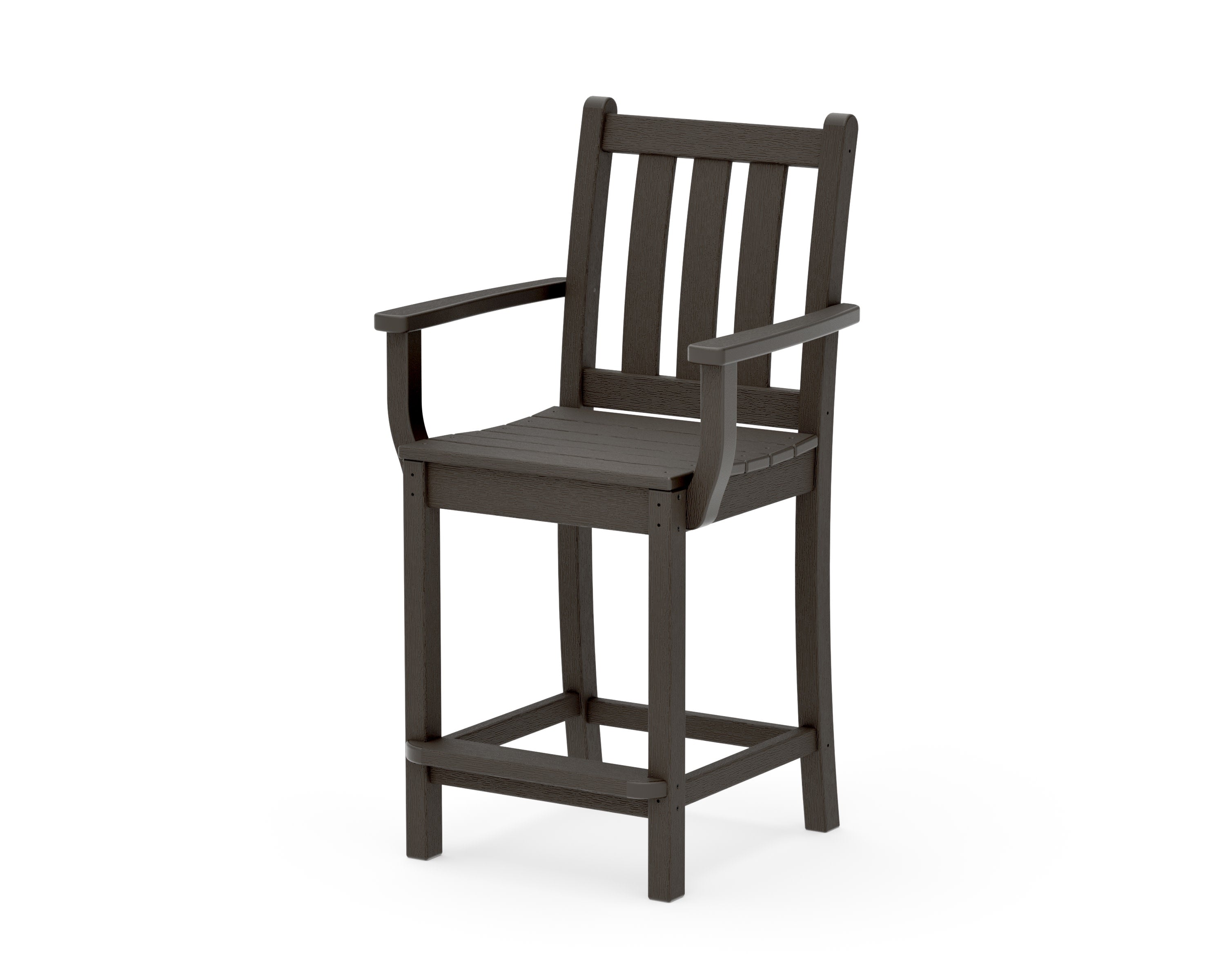 Traditional Garden Counter Arm Chair in Vintage Coffee