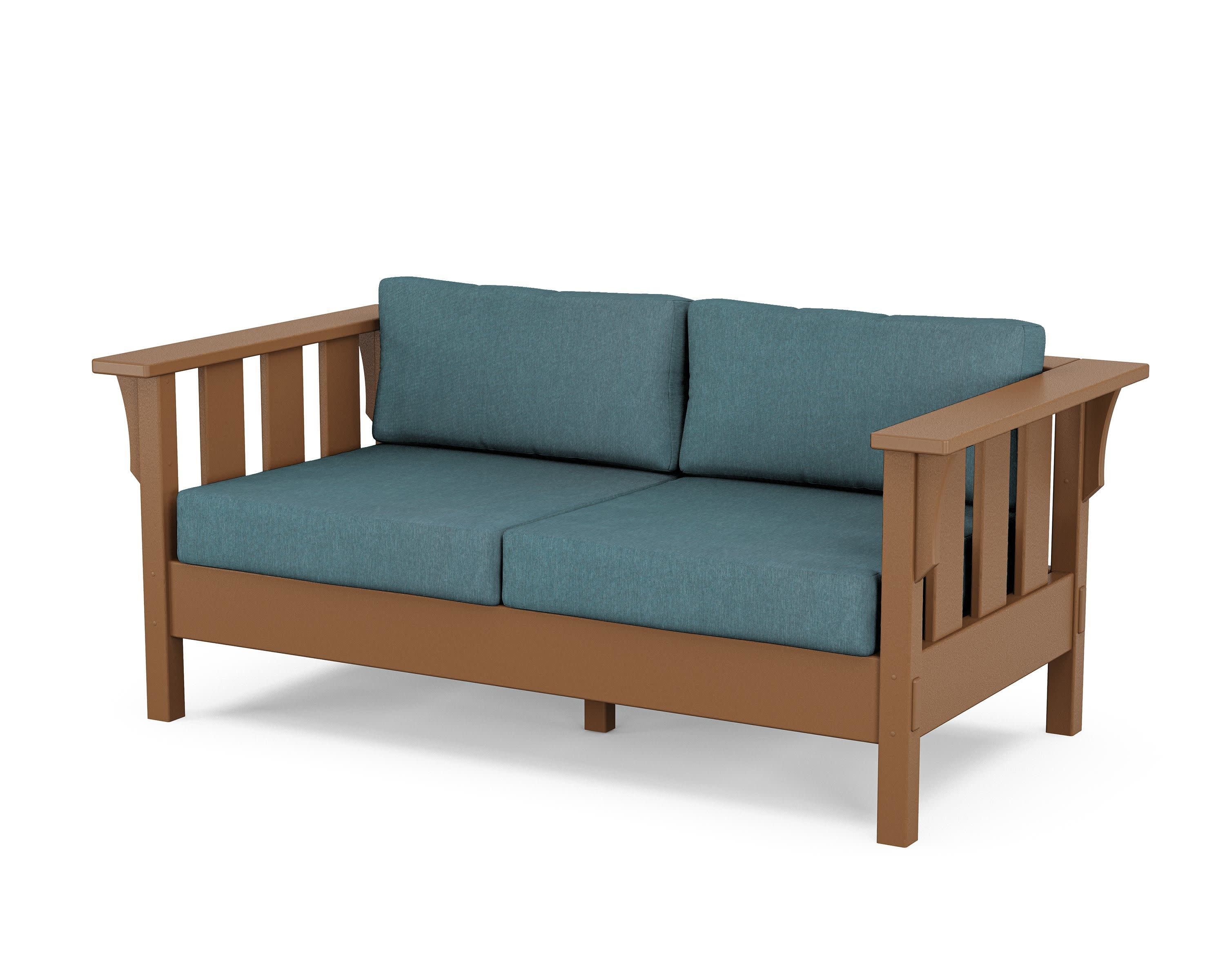 Acadia Deep Seating Loveseat in Teak / Ocean Teal
