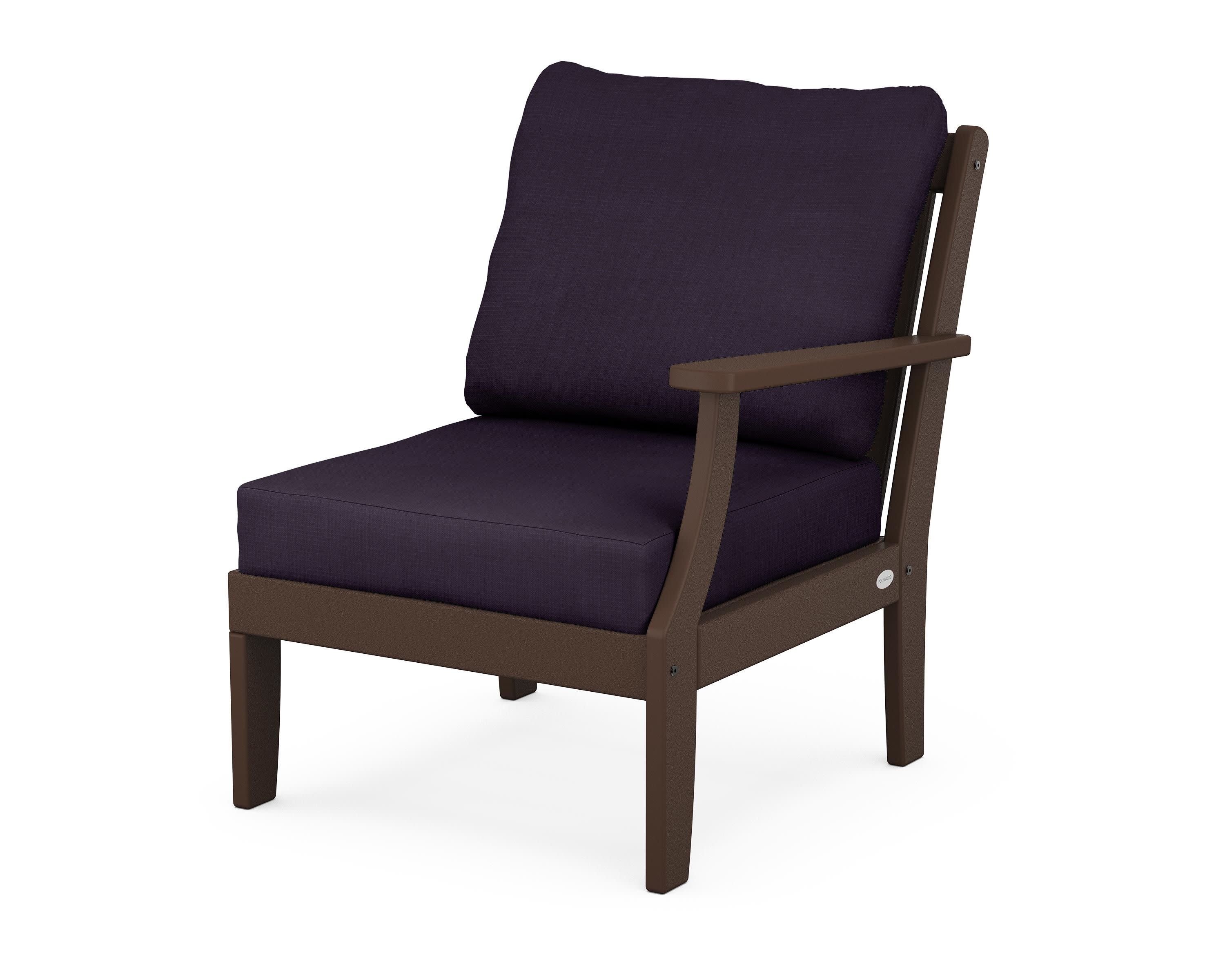 Braxton Modular Right Arm Chair in Mahogany / Navy Linen